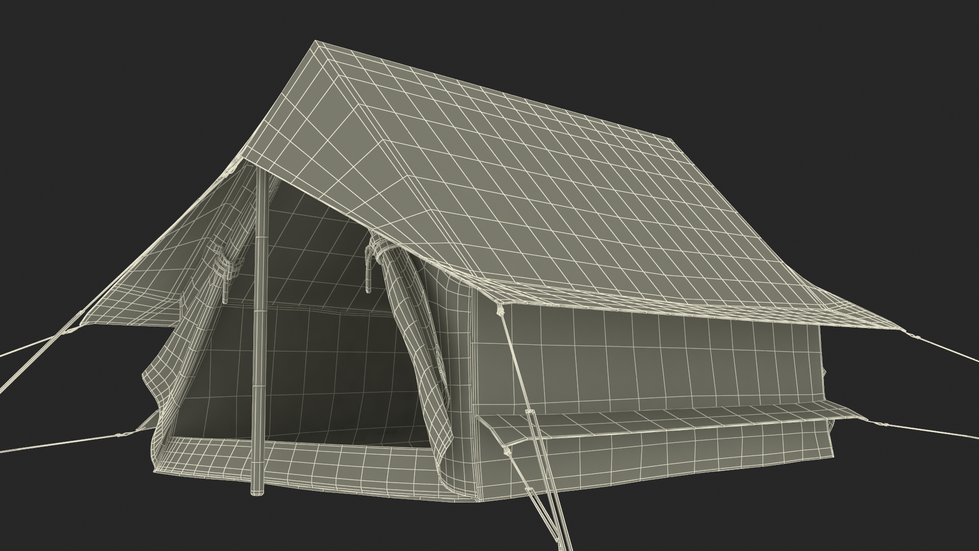 Vintage Sand Color Scout Tent Open 3D model