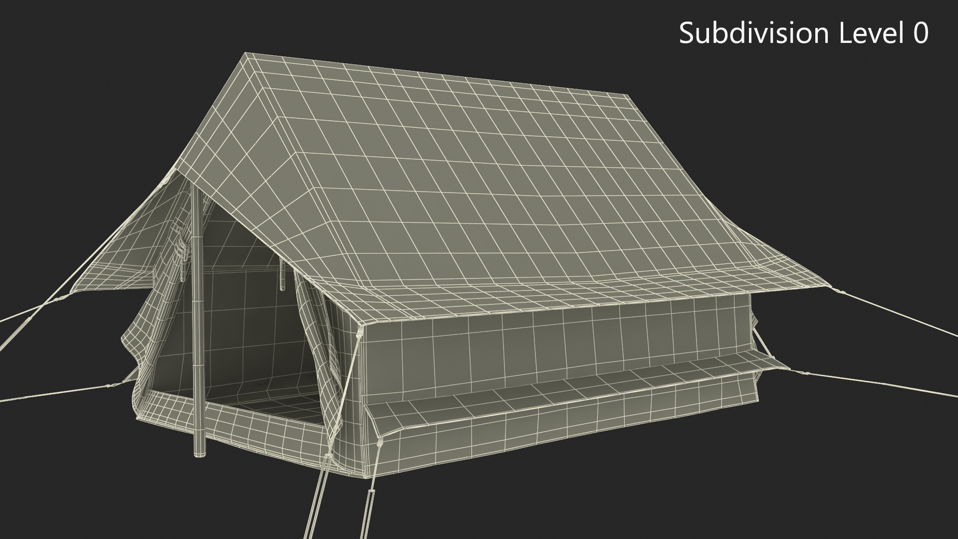 Vintage Sand Color Scout Tent Open 3D model