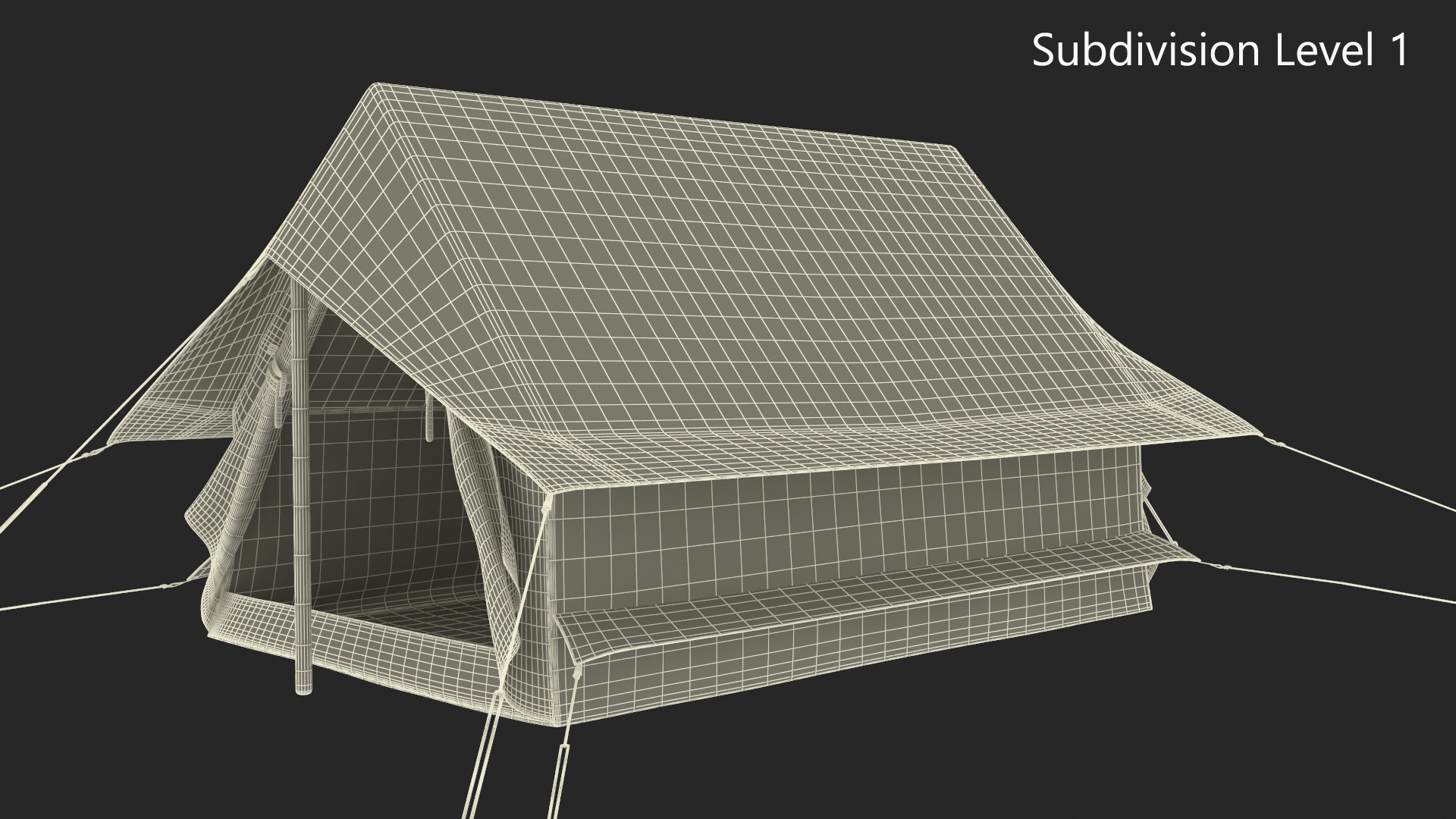 Vintage Sand Color Scout Tent Open 3D model