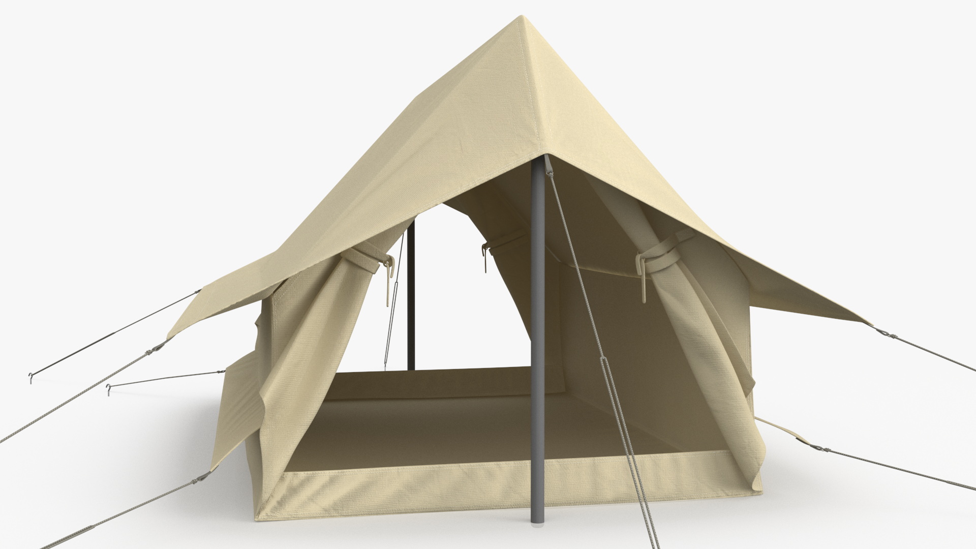 Vintage Sand Color Scout Tent Open 3D model