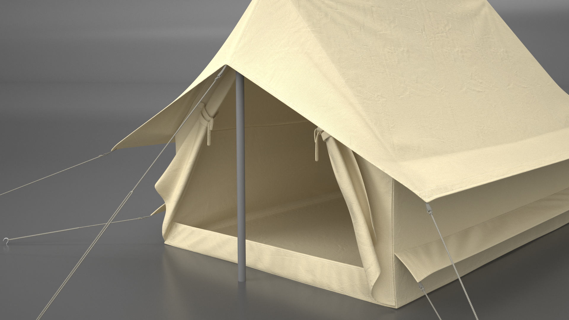 Vintage Sand Color Scout Tent Open 3D model
