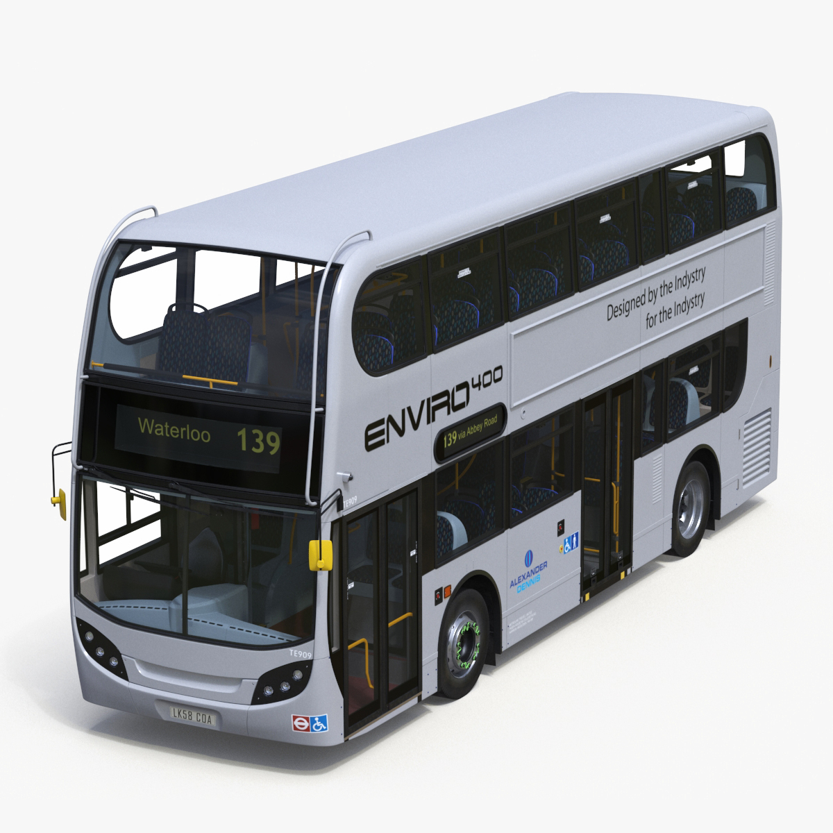 3D Alexander Dennis Enviro400 Double Decker Bus Rigged