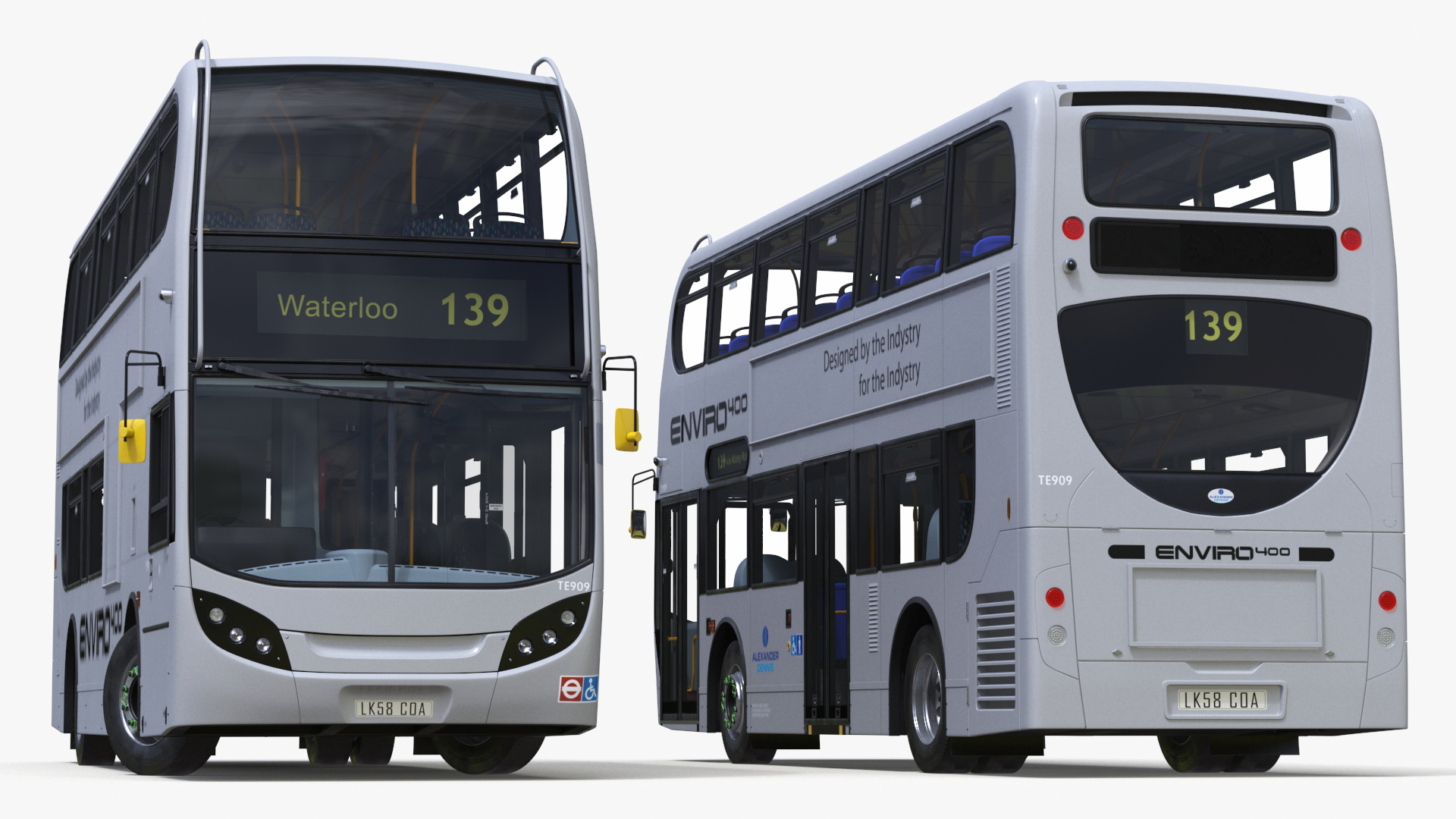 3D Alexander Dennis Enviro400 Double Decker Bus Rigged