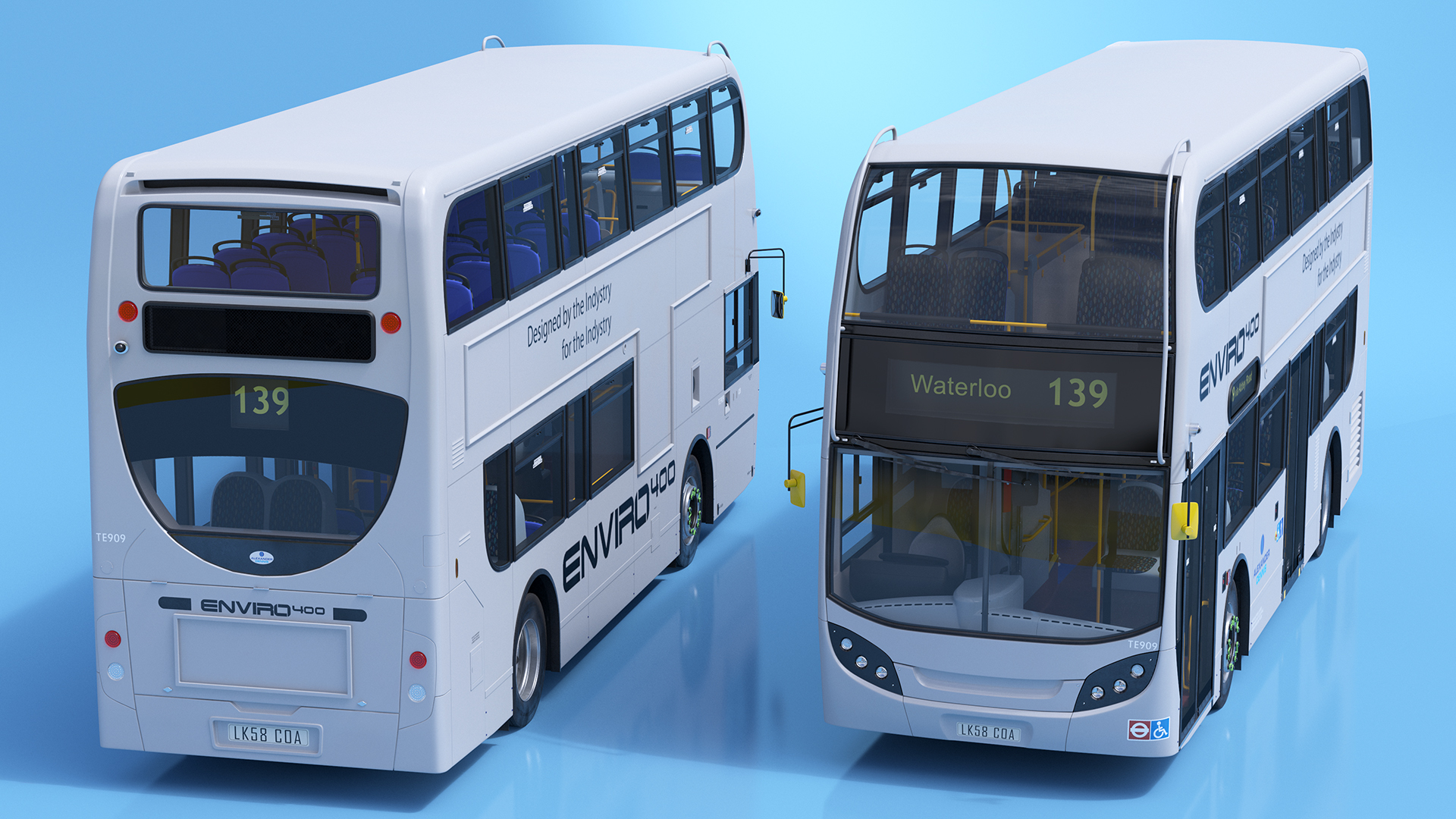 3D Alexander Dennis Enviro400 Double Decker Bus Rigged