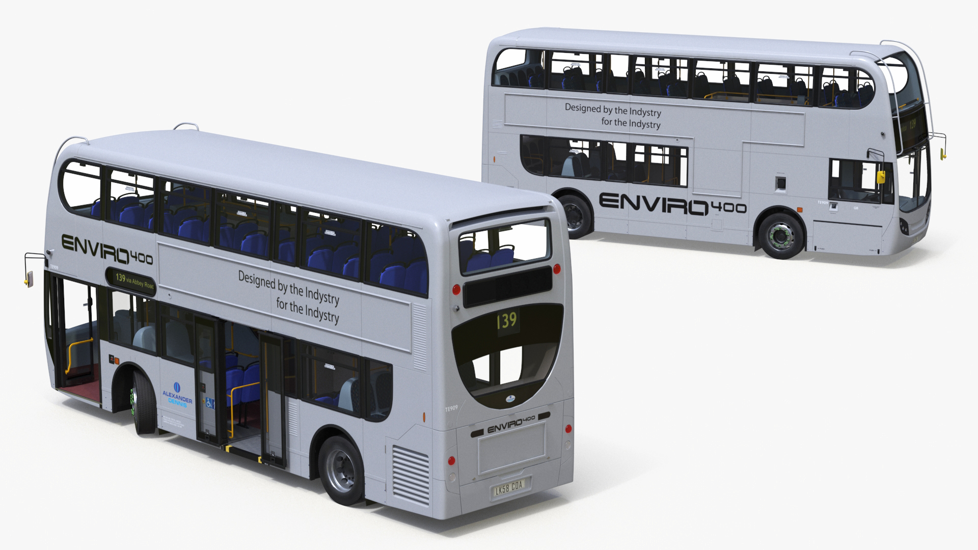 3D Alexander Dennis Enviro400 Double Decker Bus Rigged