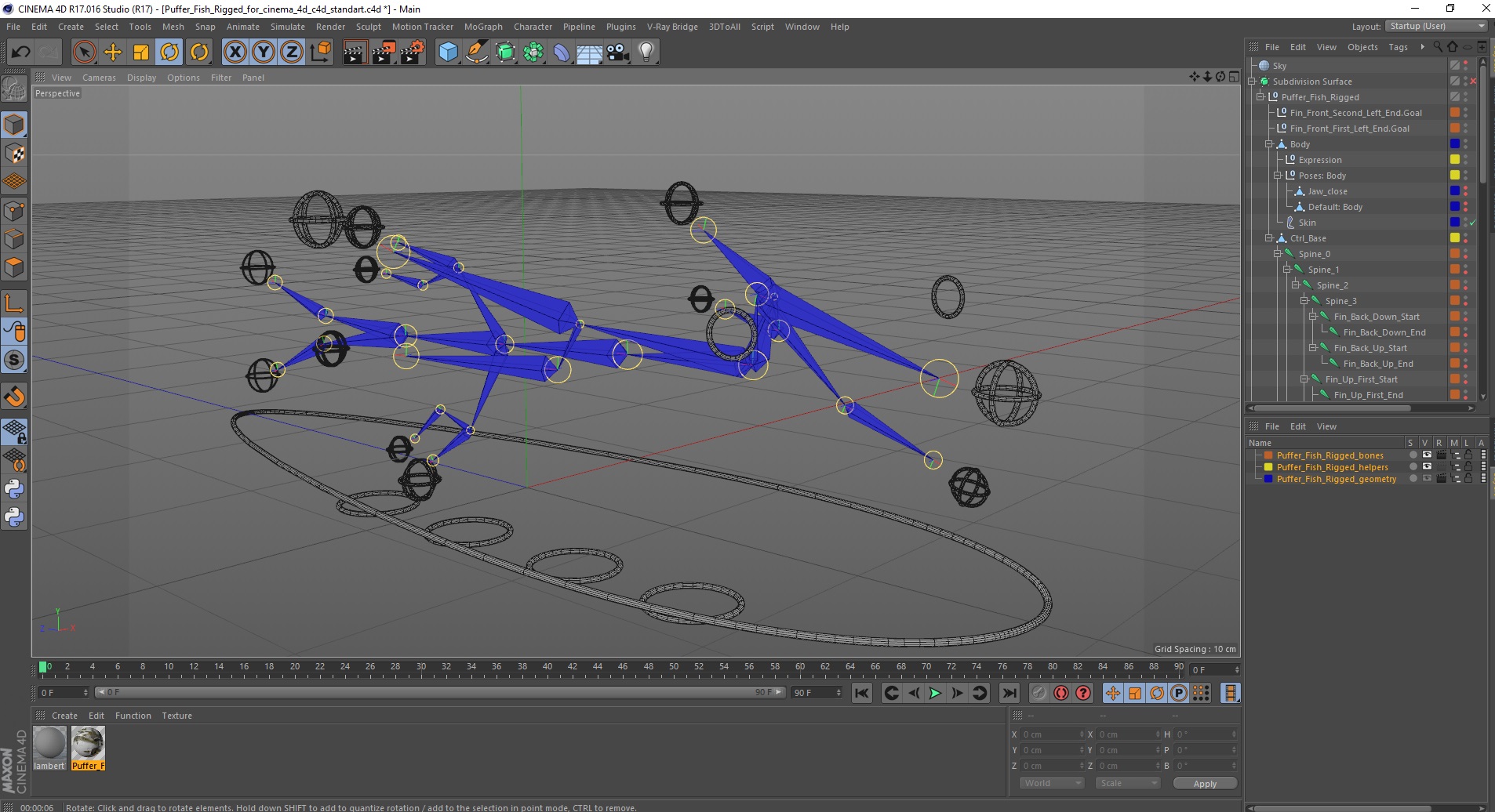 Puffer Fish Rigged for Cinema 4D 3D