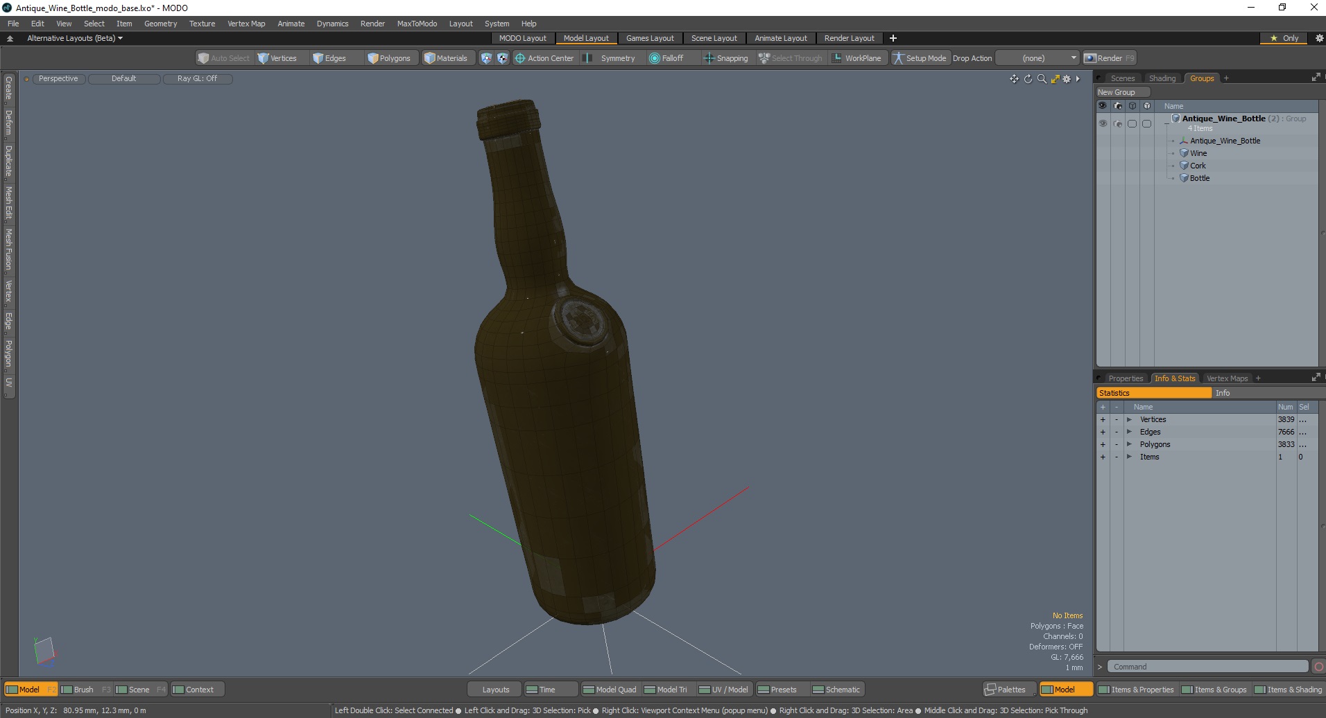 Antique Wine Bottle 3D model