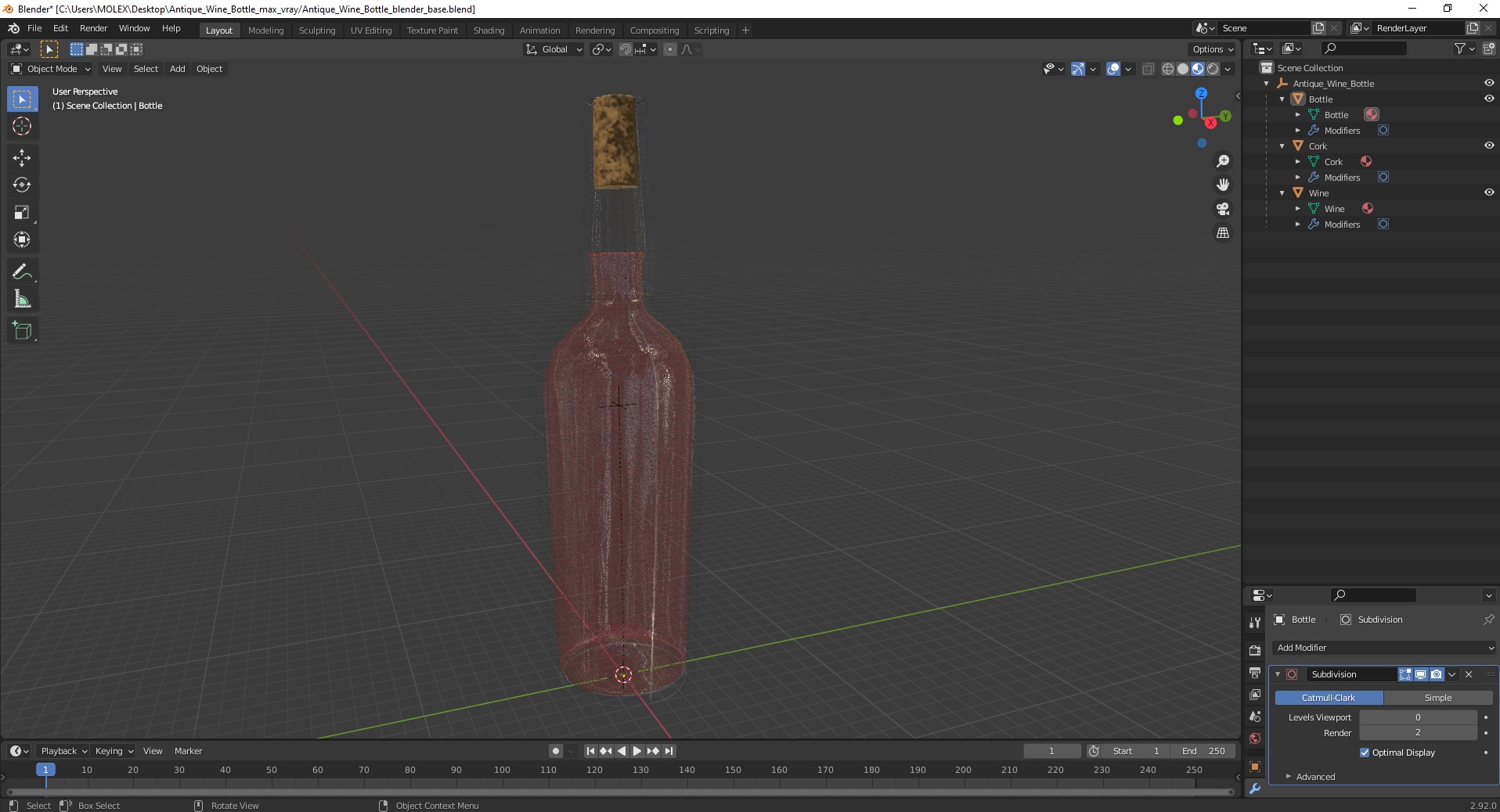 Antique Wine Bottle 3D model