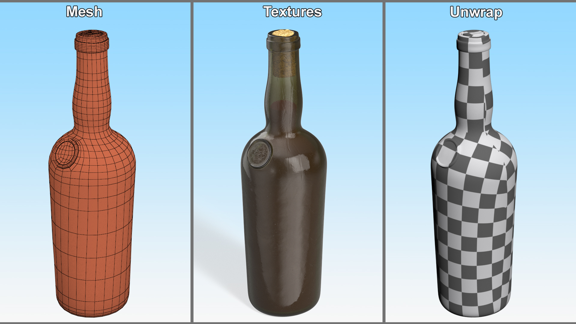 Antique Wine Bottle 3D model