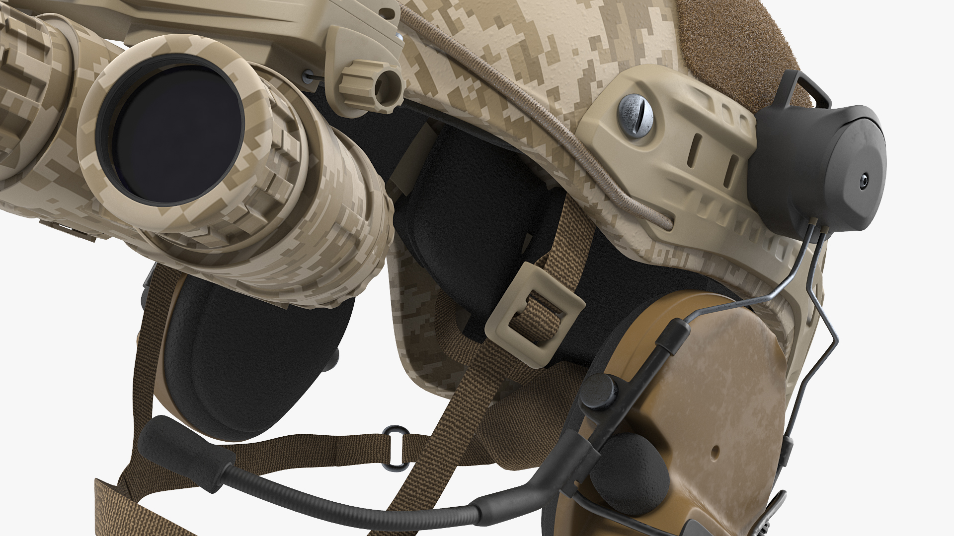 Tactical Helmet Digital Camo with Fur 3D