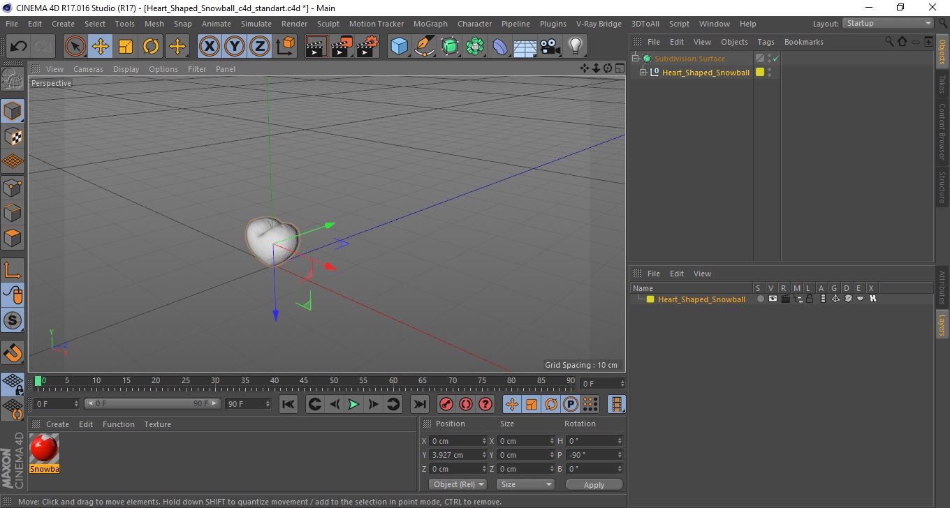 3D Heart Shaped Snowball