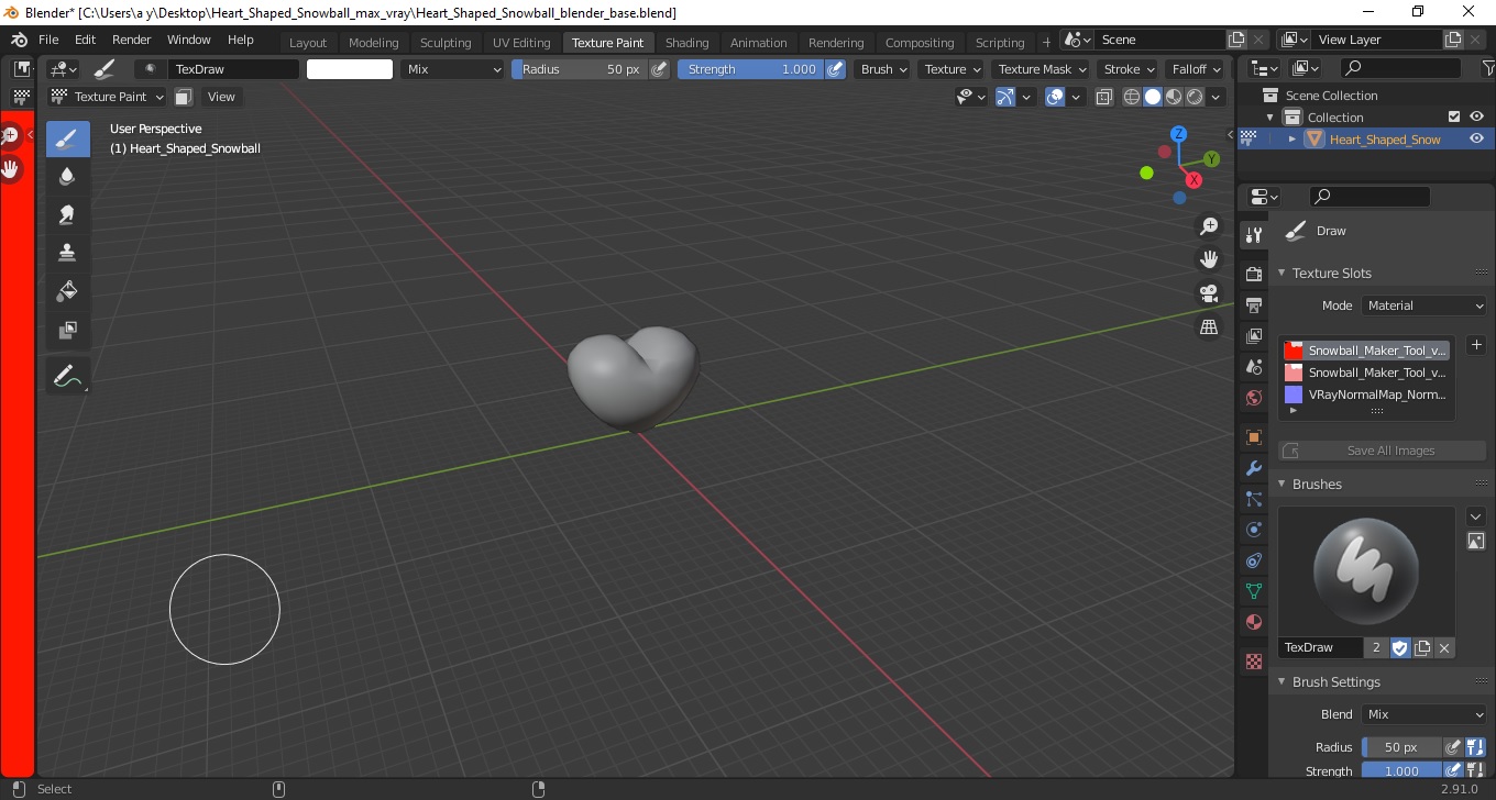 3D Heart Shaped Snowball