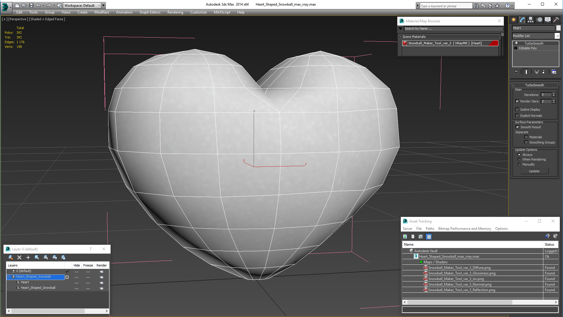 3D Heart Shaped Snowball