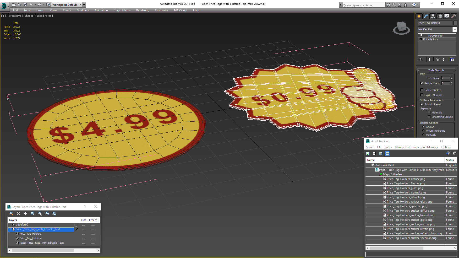 3D model Paper Price Tags with Editable Text