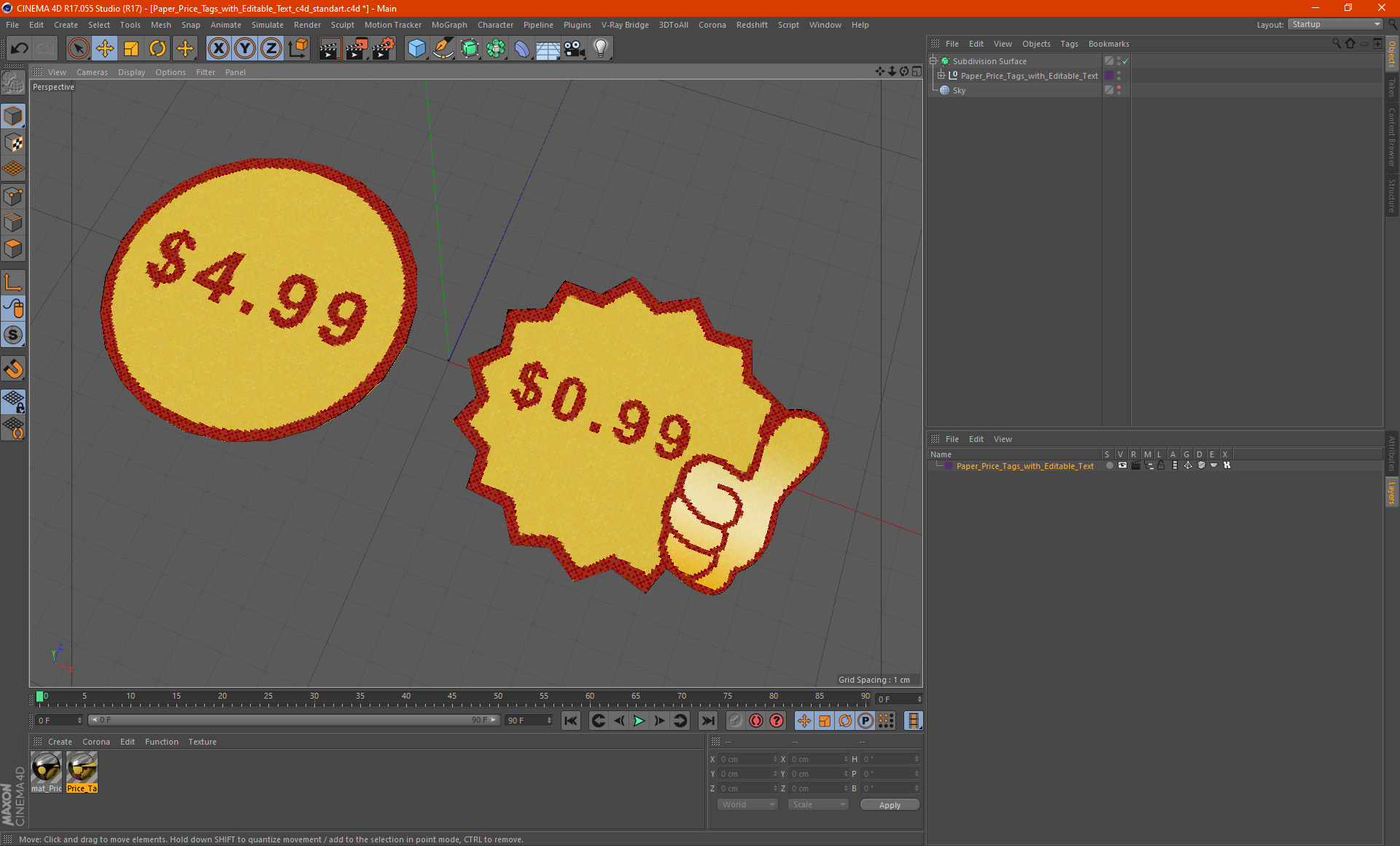3D model Paper Price Tags with Editable Text