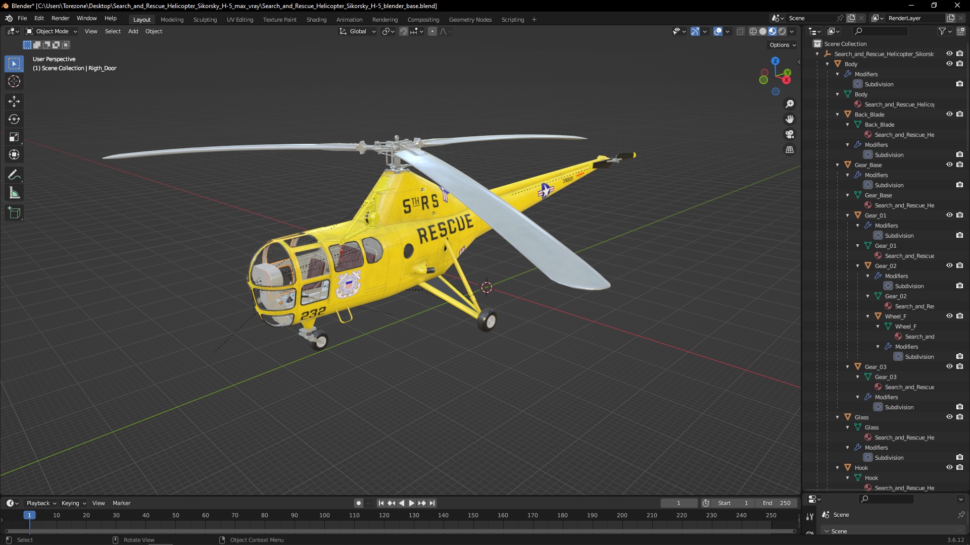 3D Search and Rescue Helicopter Sikorsky H-5