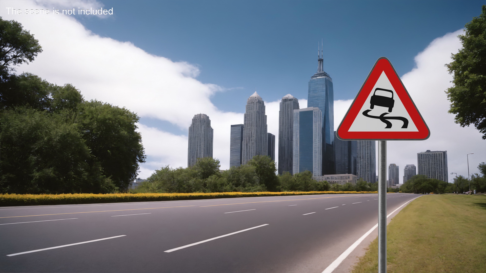 3D Road sign Slippery Road model