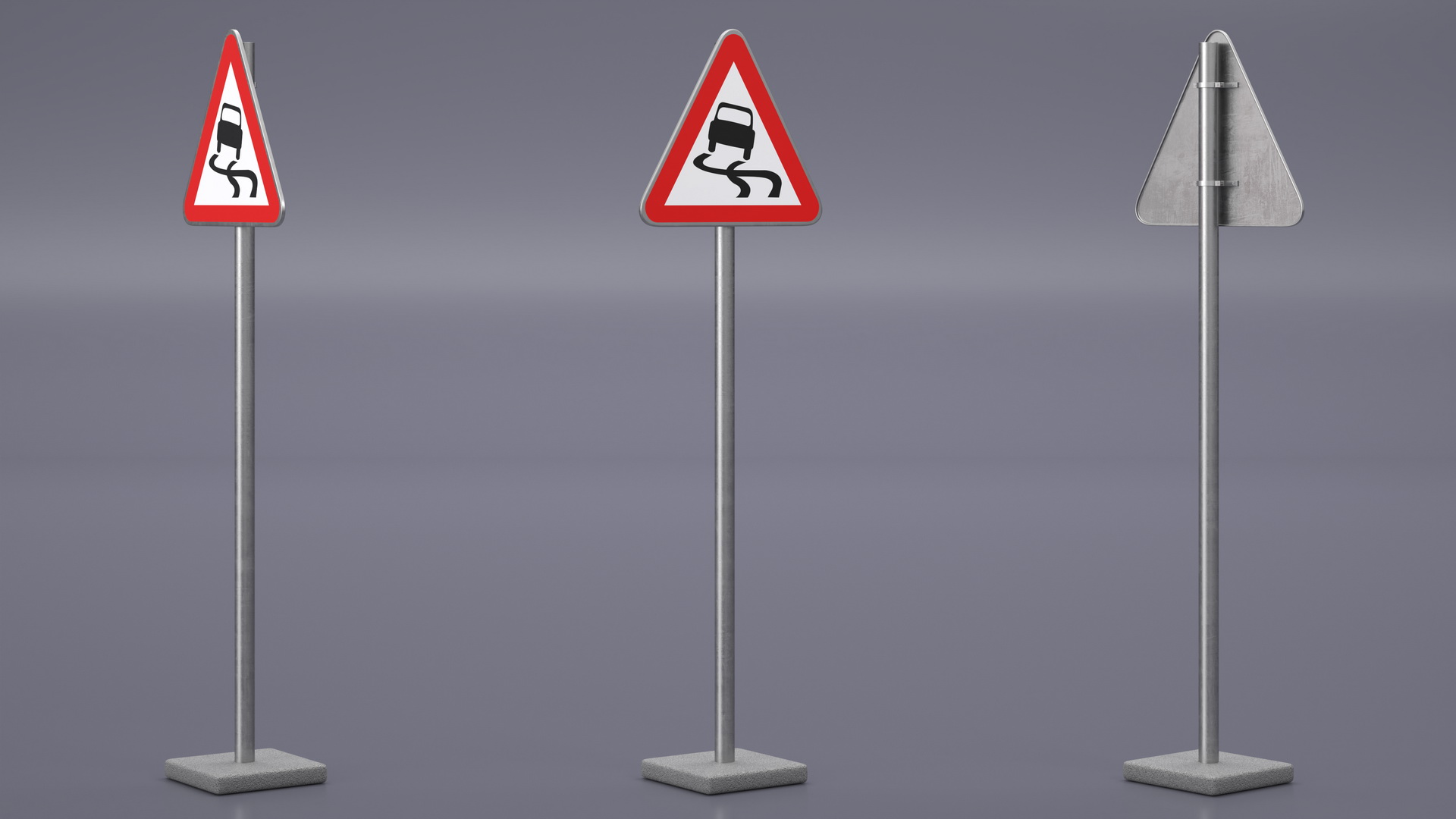 3D Road sign Slippery Road model