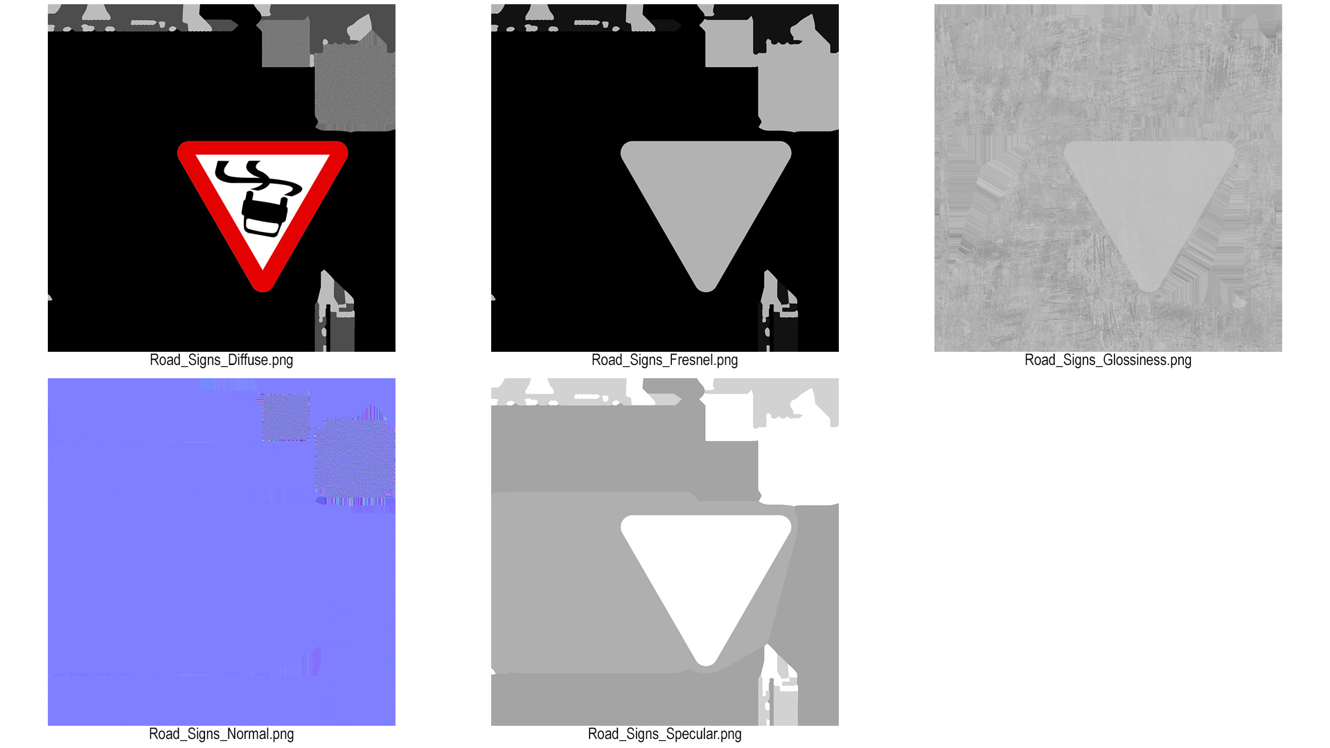 3D Road sign Slippery Road model