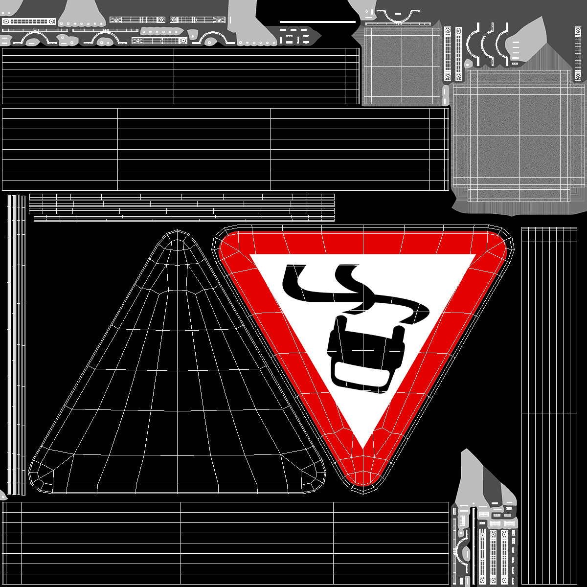 3D Road sign Slippery Road model