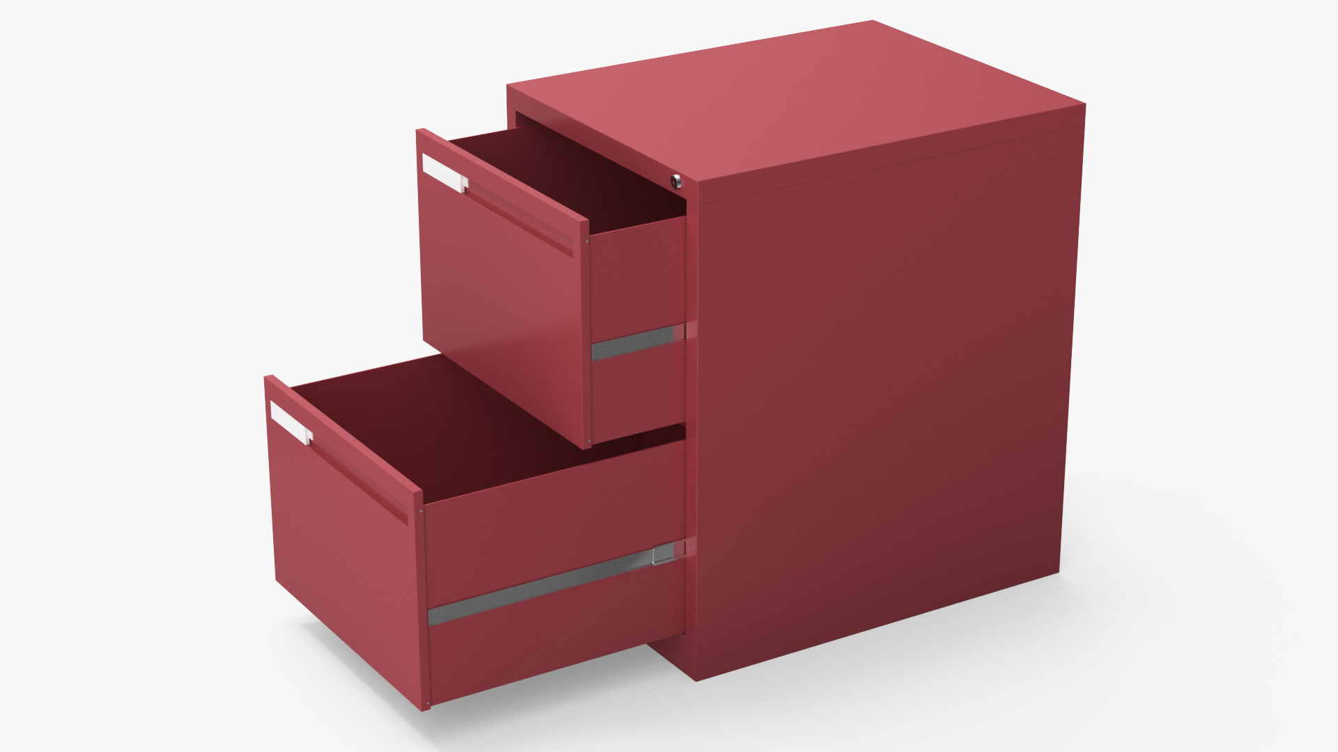Filing Cabinet 2 Drawer Red 3D