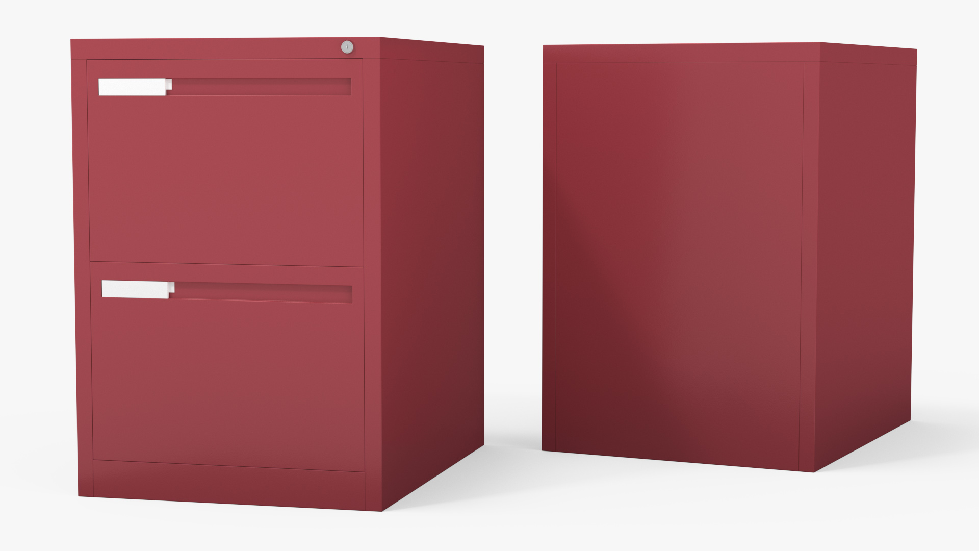 Filing Cabinet 2 Drawer Red 3D