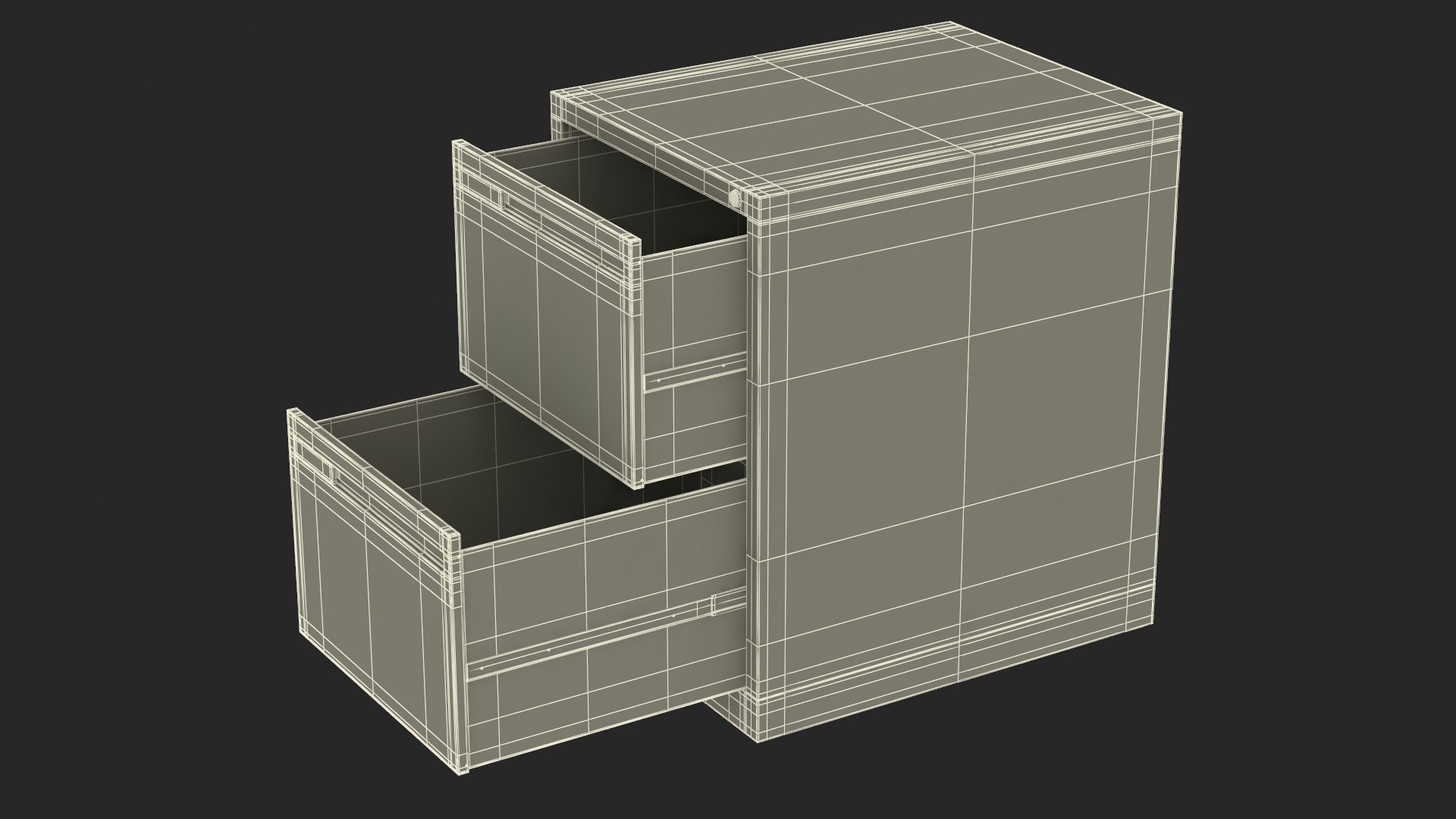 Filing Cabinet 2 Drawer Red 3D