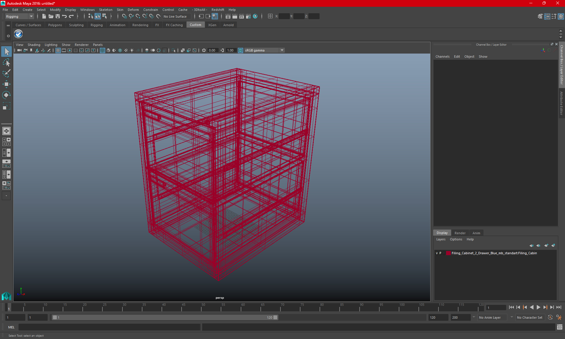 Filing Cabinet 2 Drawer Red 3D