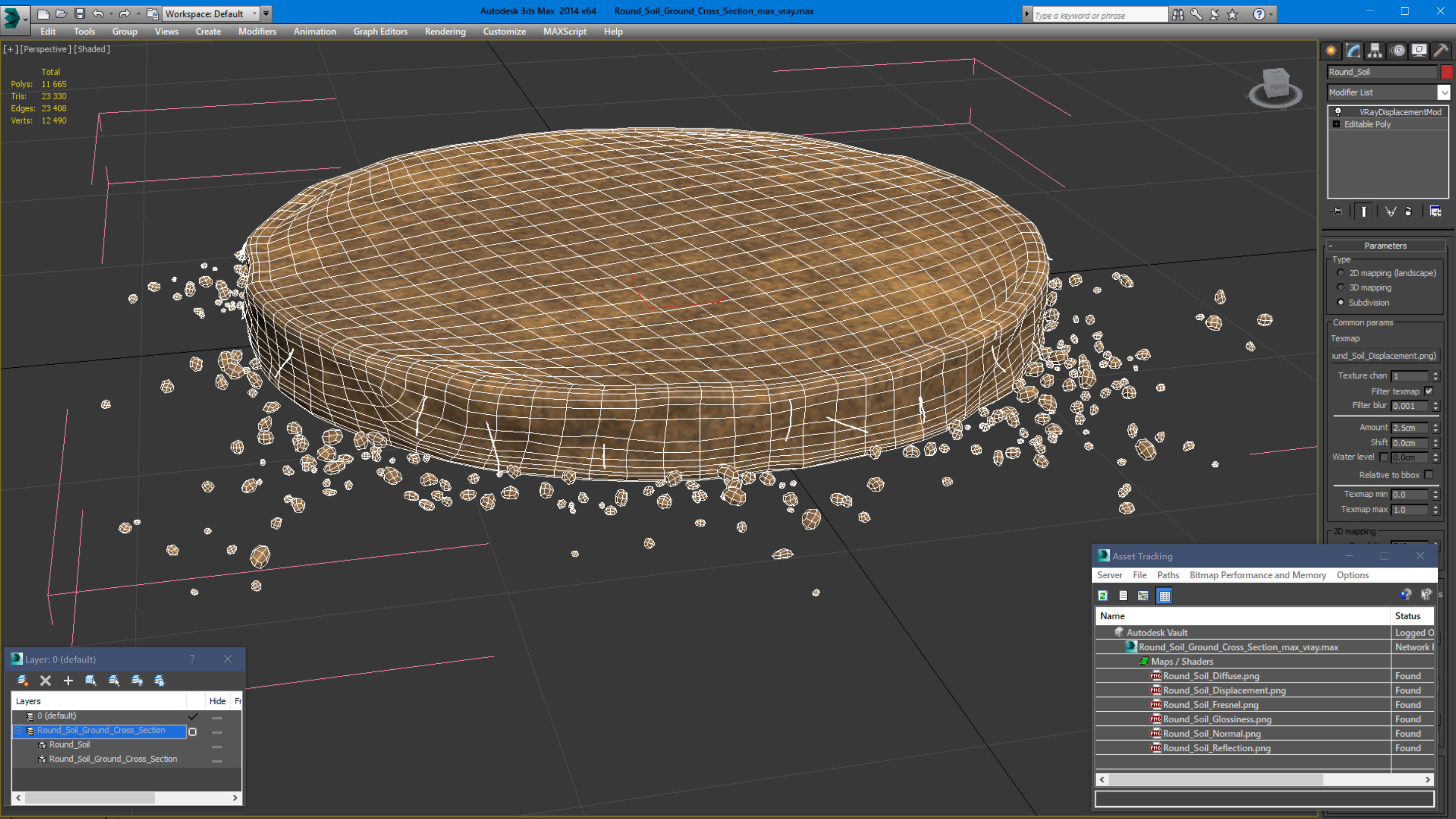3D Round Soil Ground Cross Section