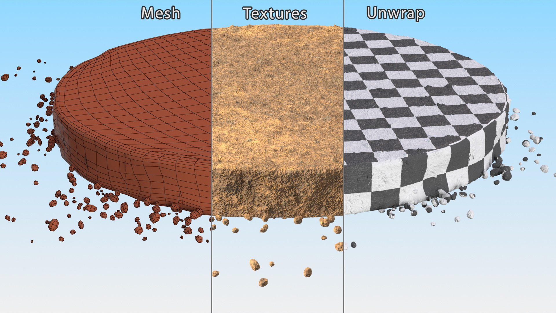3D Round Soil Ground Cross Section