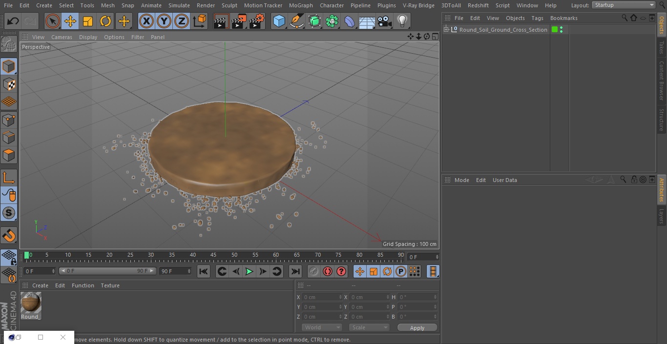 3D Round Soil Ground Cross Section