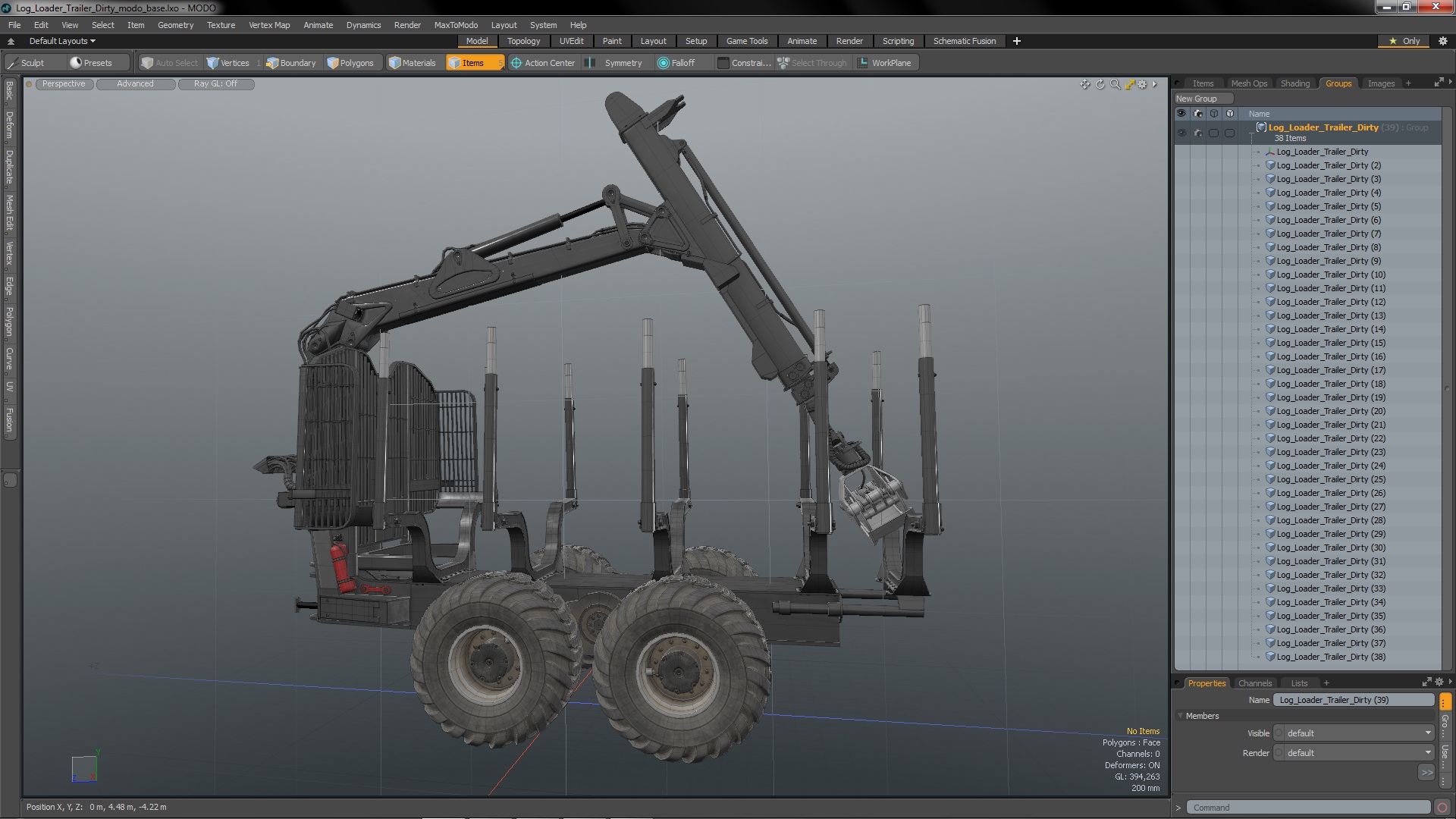 Log Loader Trailer Dirty 3D model