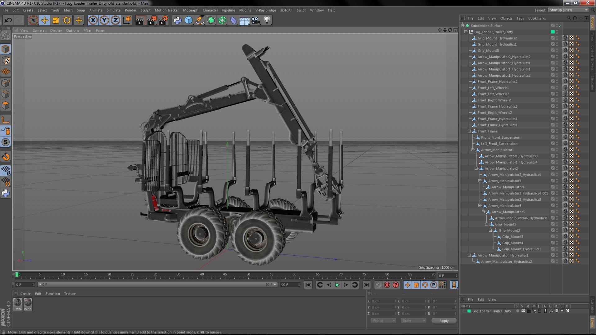 Log Loader Trailer Dirty 3D model