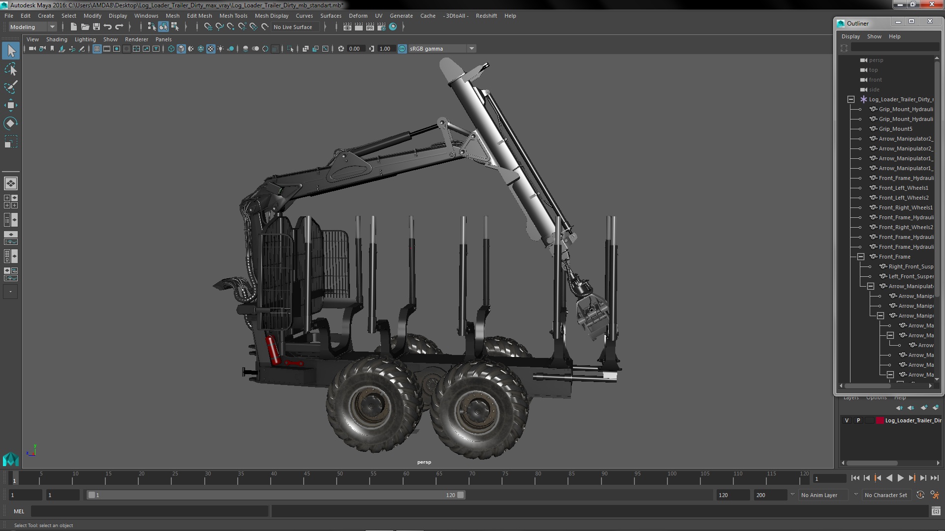 Log Loader Trailer Dirty 3D model