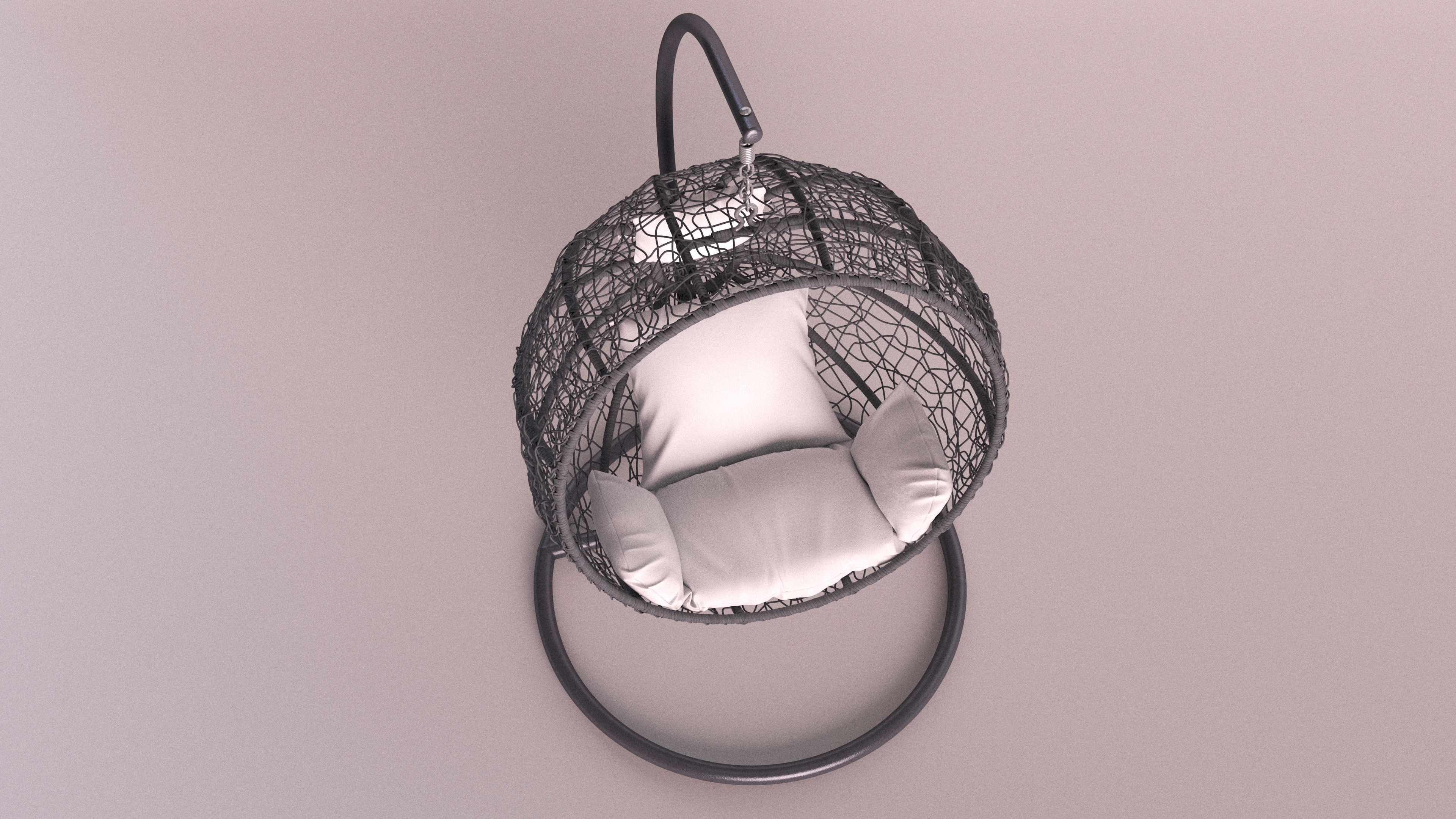 3D Hanging Ball Shaped Chair with Stand Gray