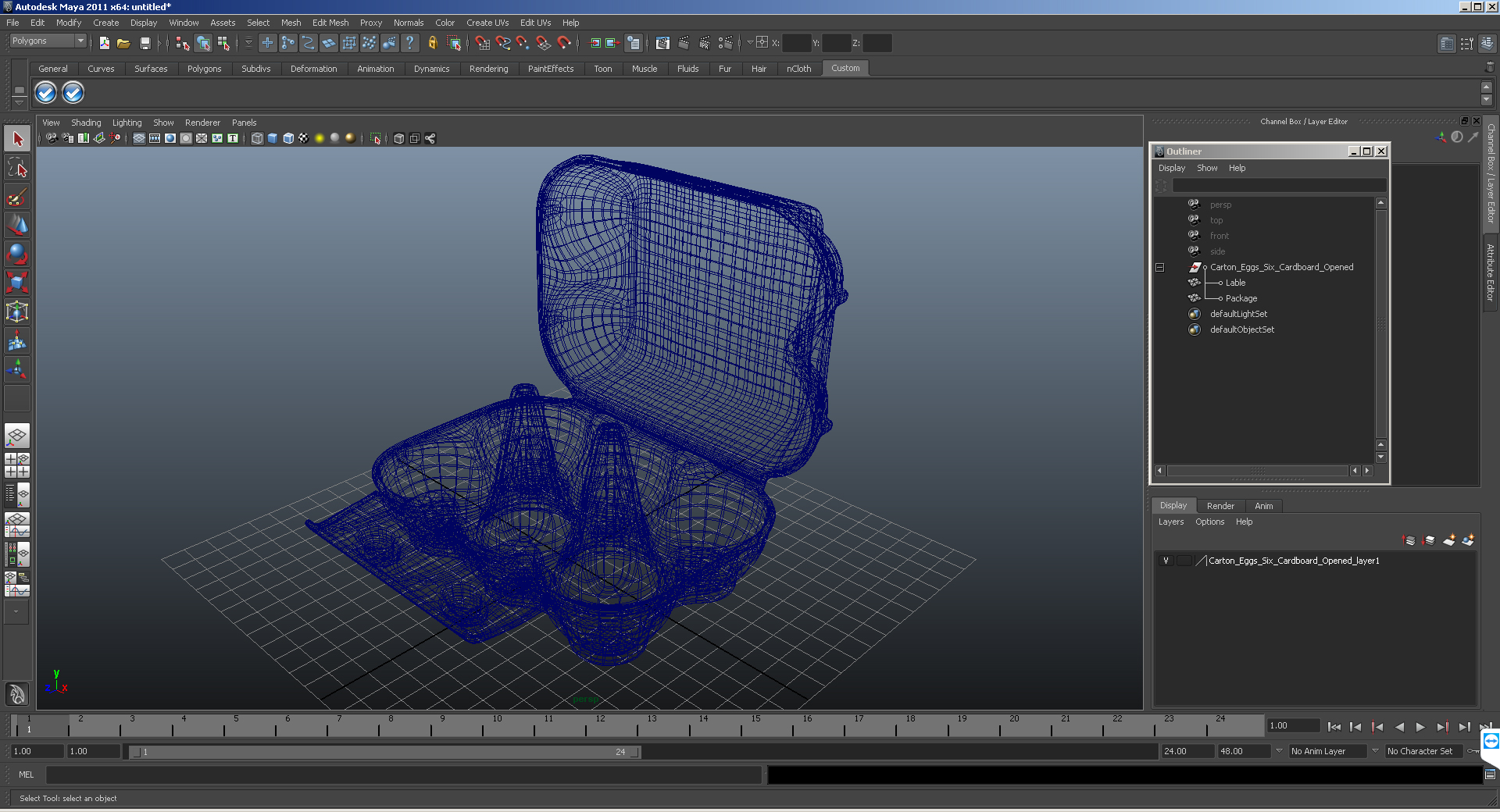 Carton Eggs Six Cardboard Opened 3D