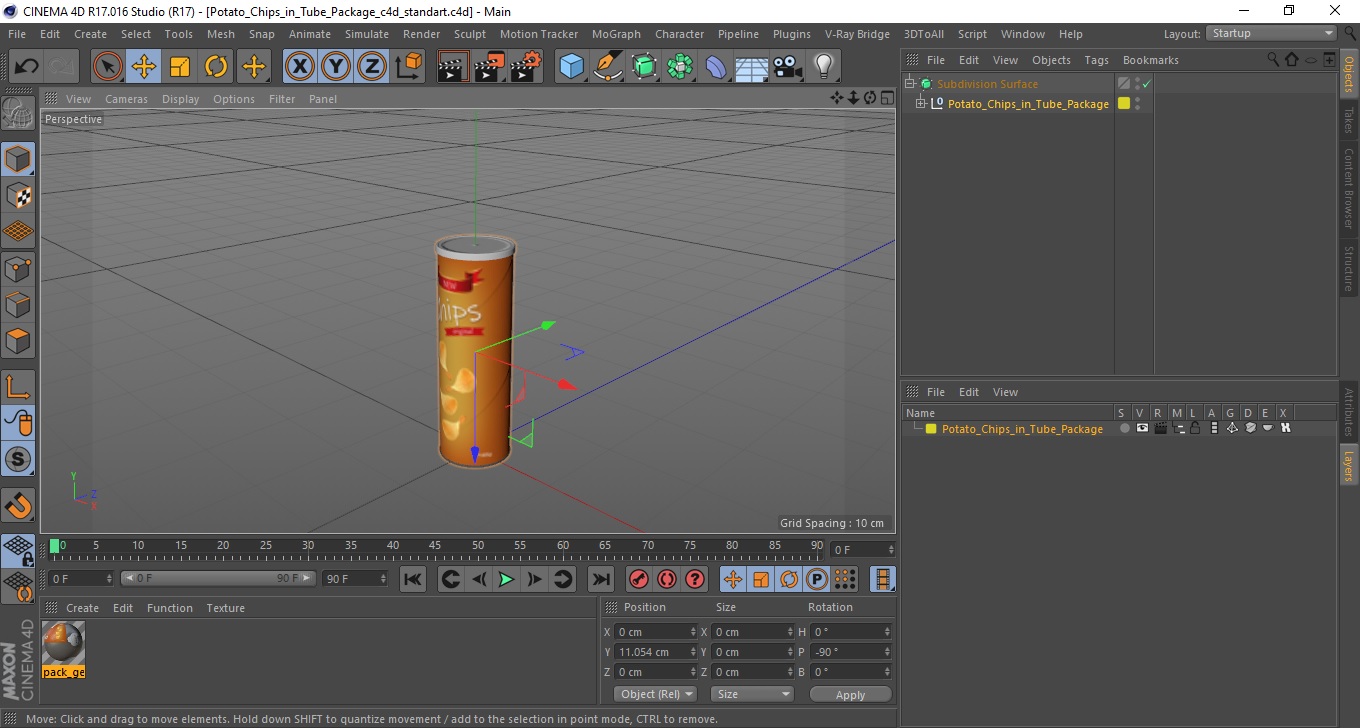 3D Potato Chips in Tube Package model