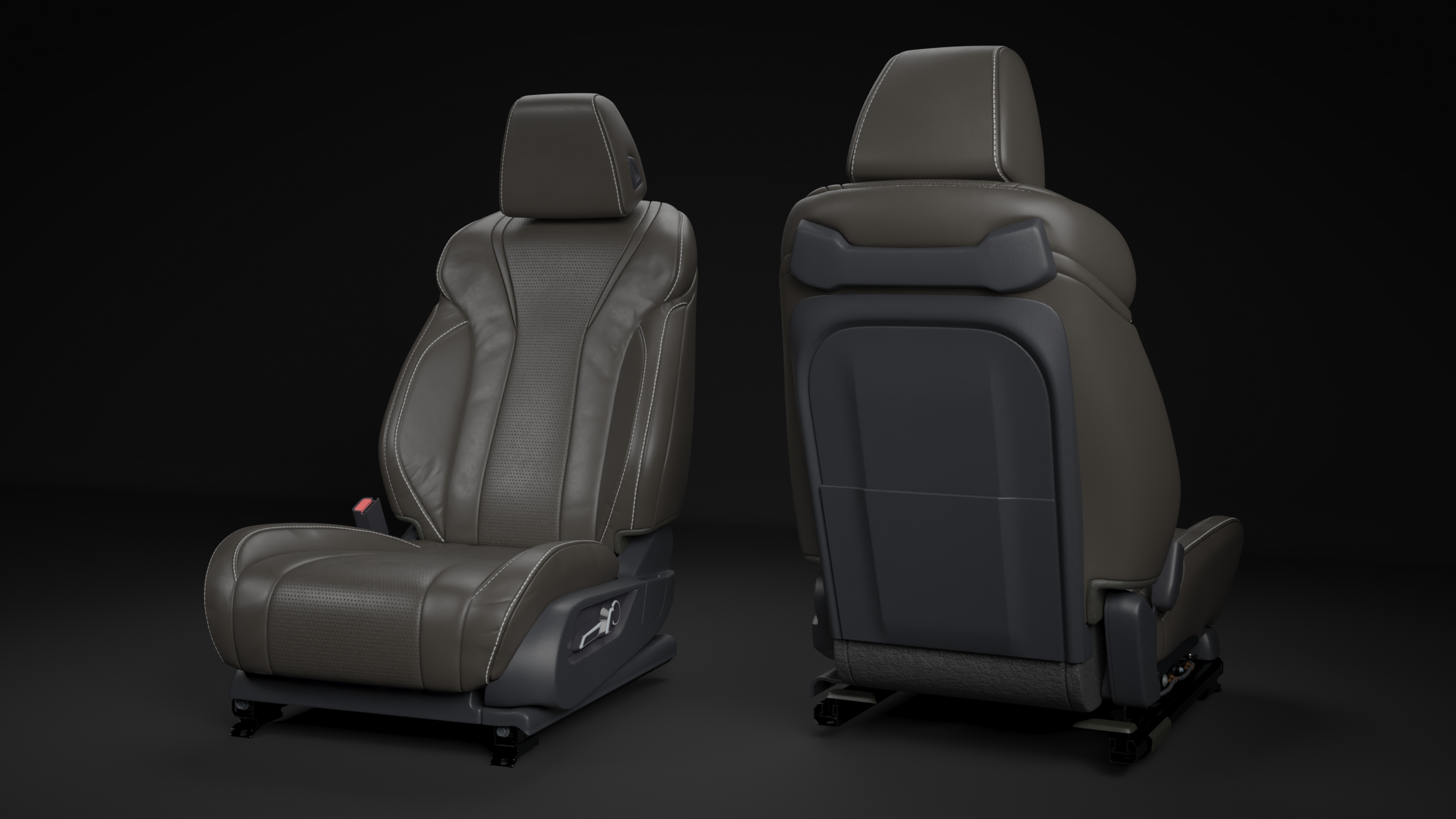Car Driver Seat in Black Leather 3D