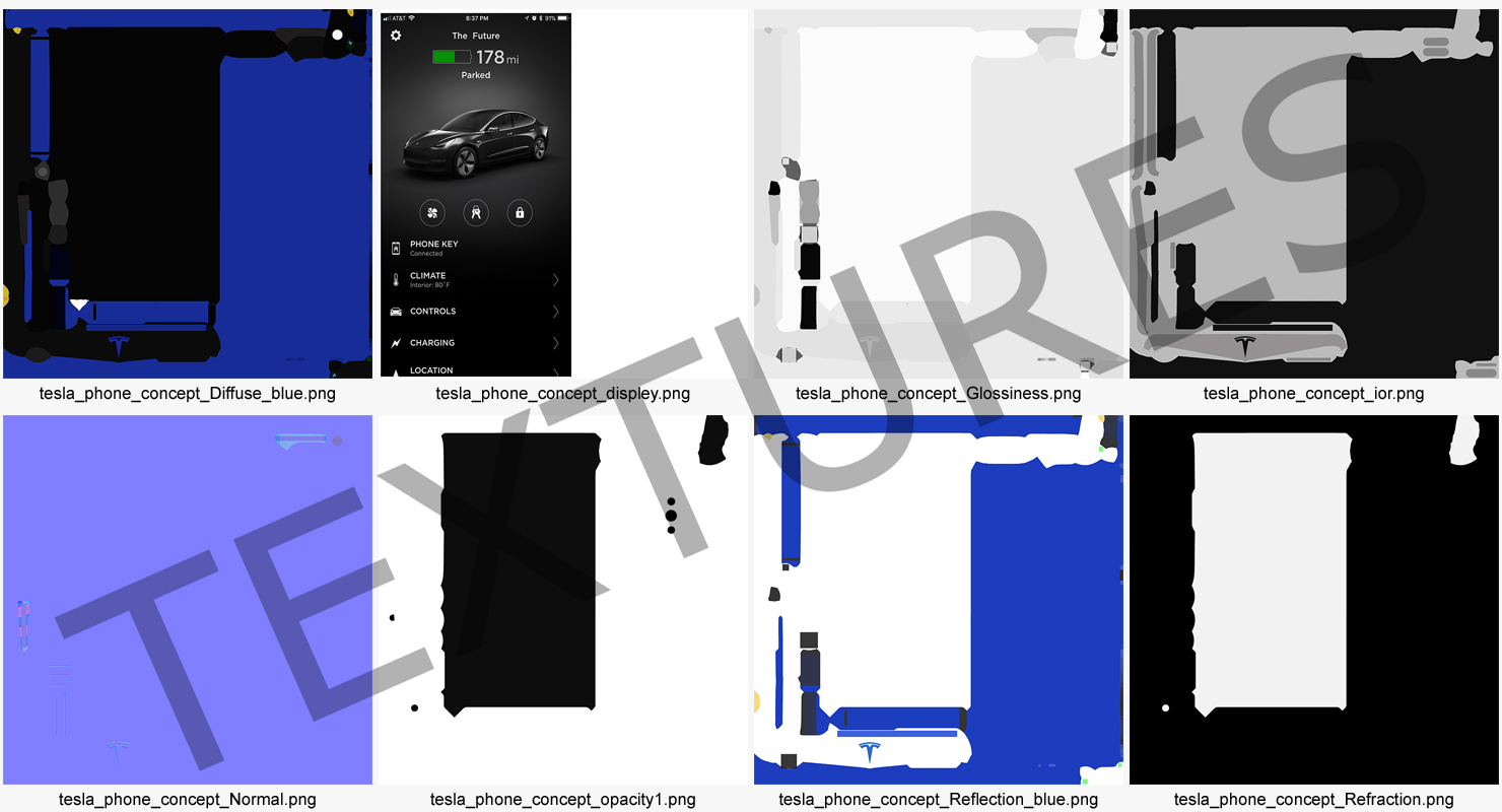 Tesla Phone Concept Blue 3D model