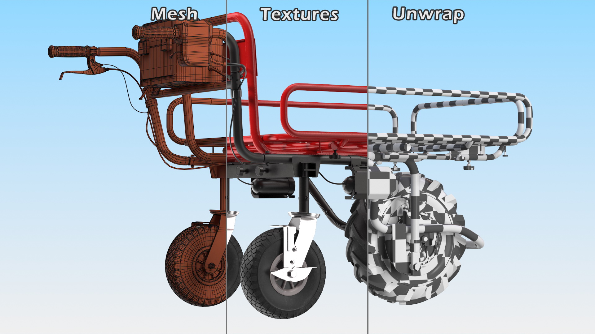 3D Battery Powered Wheelbarrow with Pipe Frame model