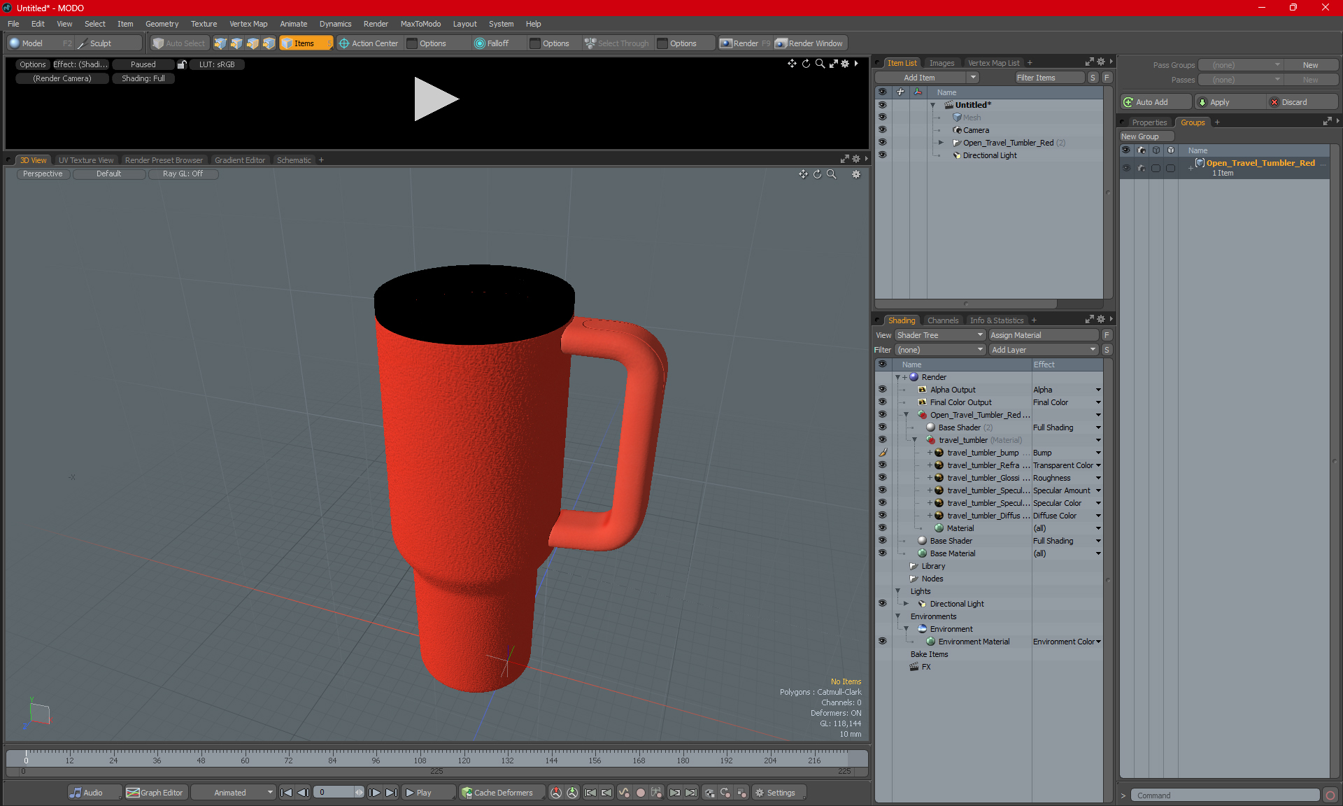 3D Open Travel Tumbler Red model
