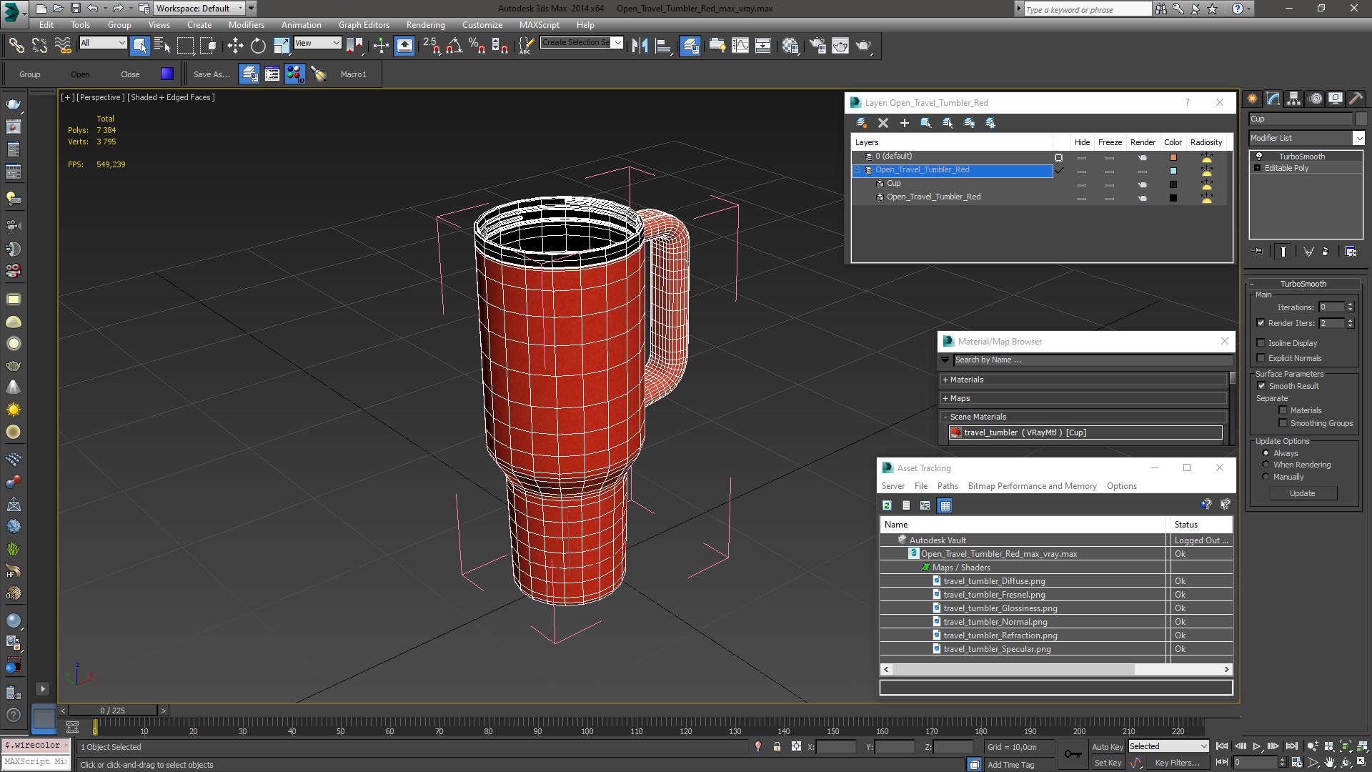3D Open Travel Tumbler Red model