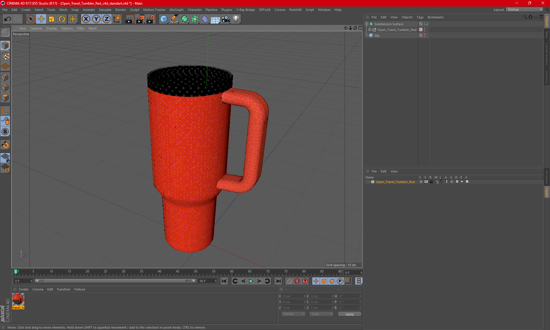 3D Open Travel Tumbler Red model