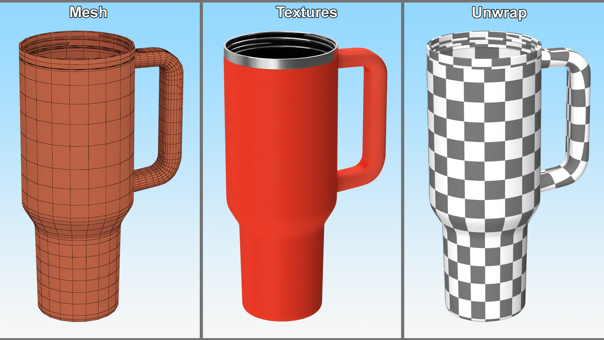 3D Open Travel Tumbler Red model