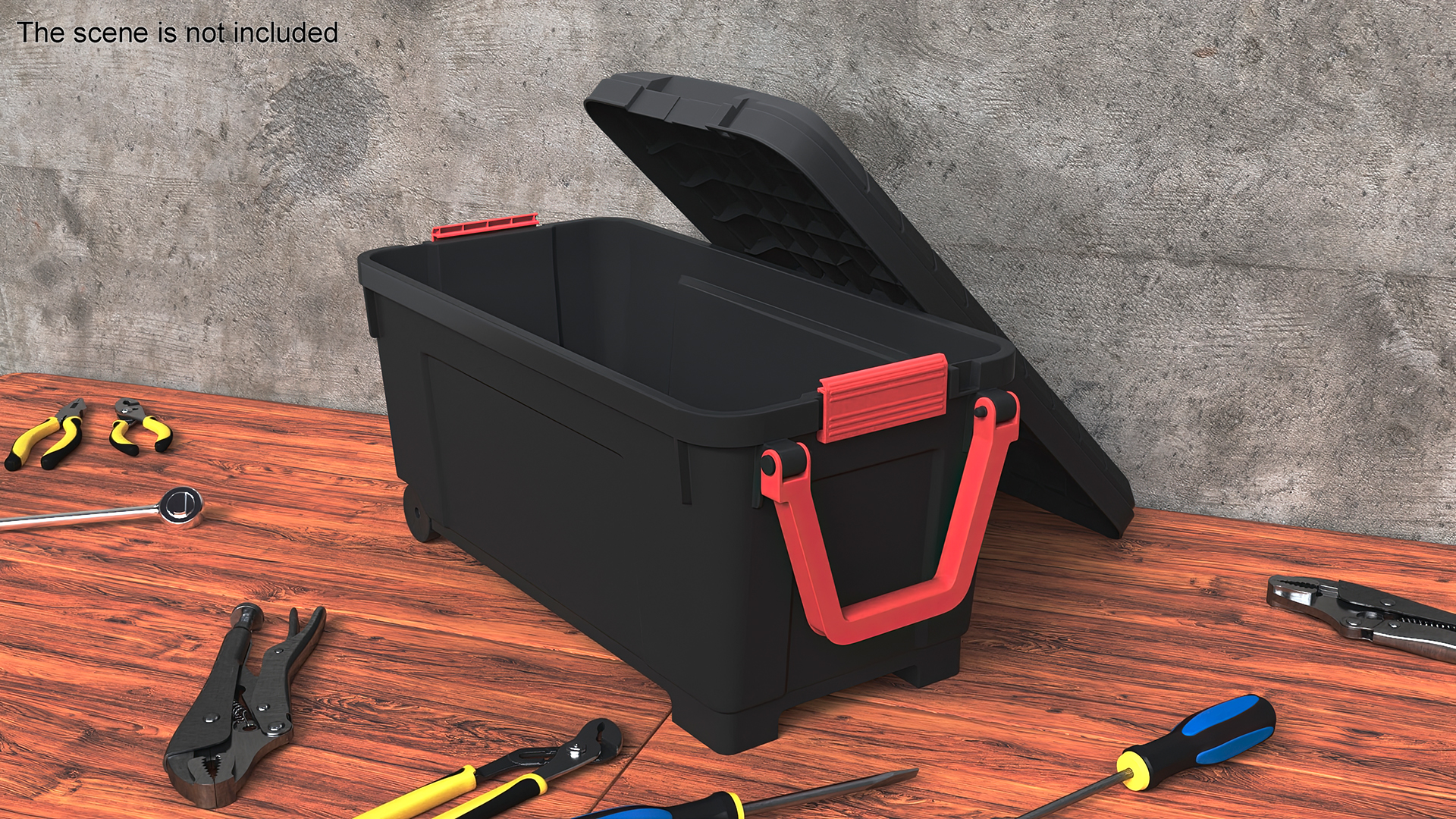 3D model Heavy Duty Toolbox Plastic Open Red