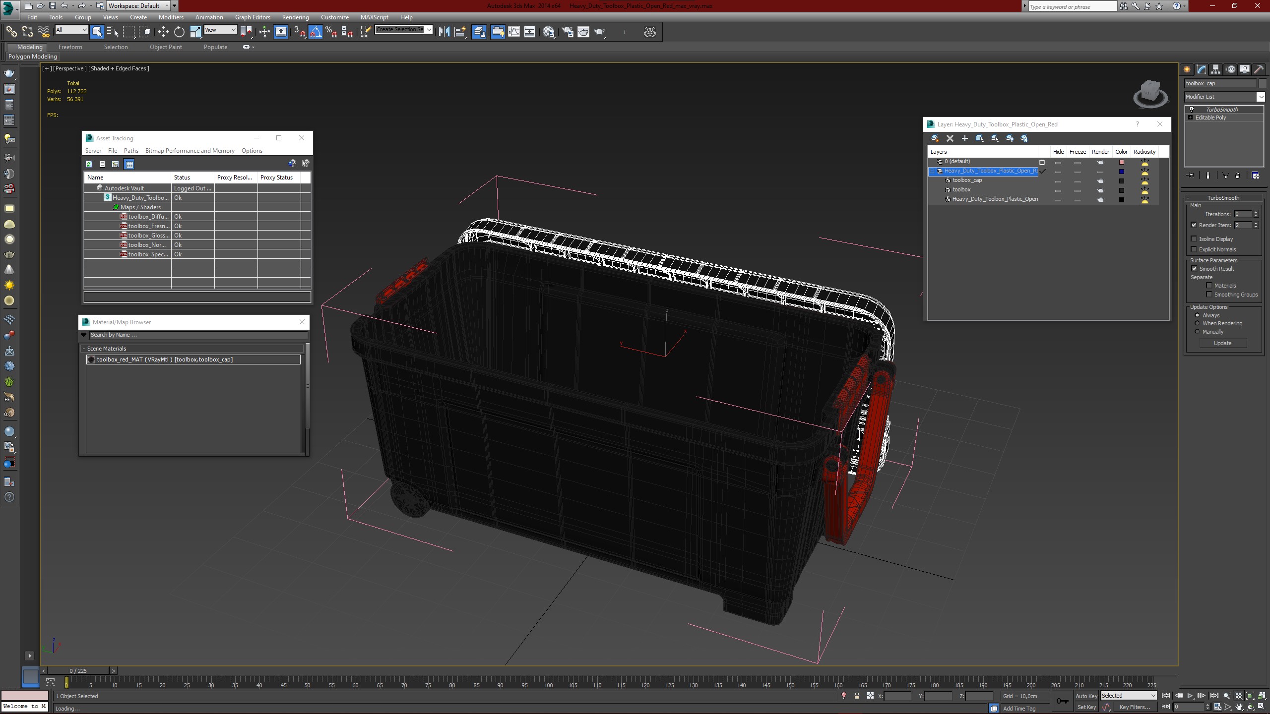 3D model Heavy Duty Toolbox Plastic Open Red