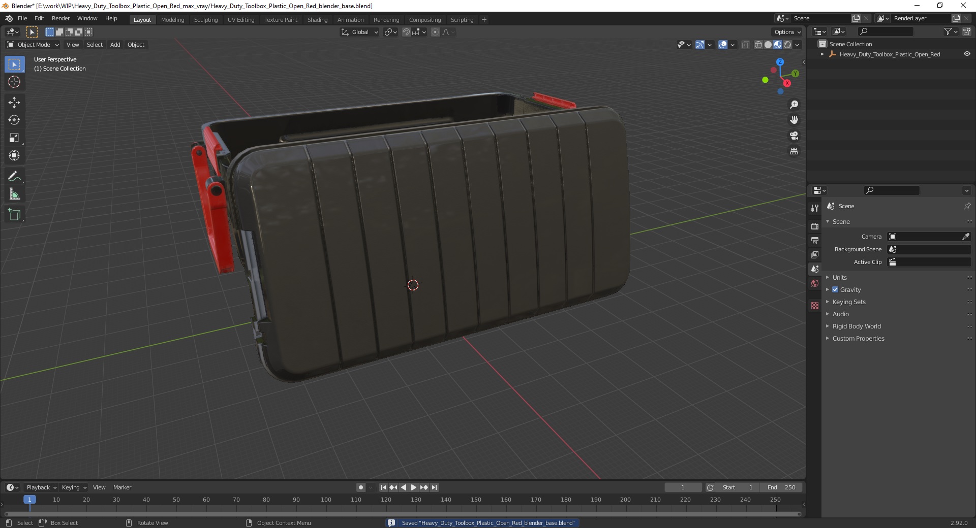 3D model Heavy Duty Toolbox Plastic Open Red