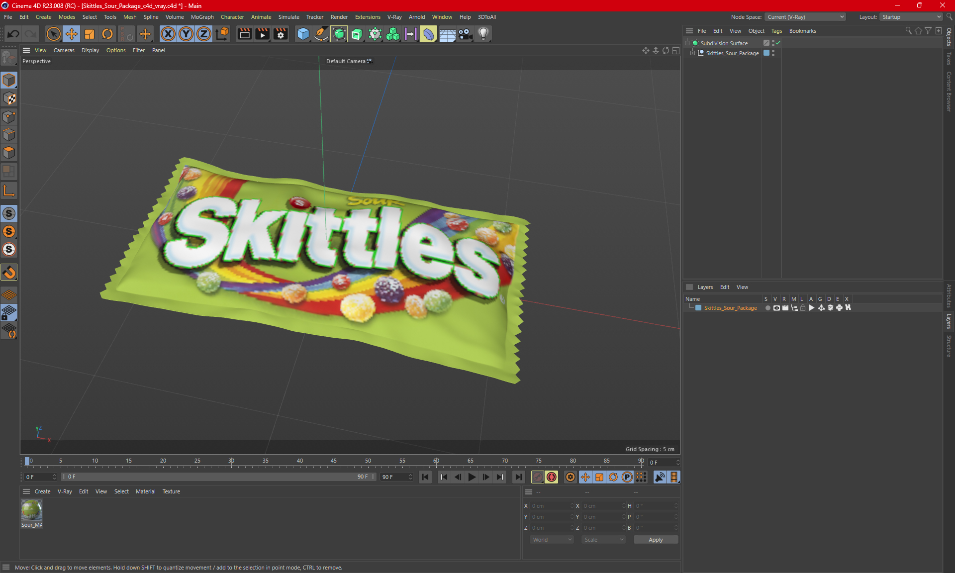 3D Skittles Sour Package