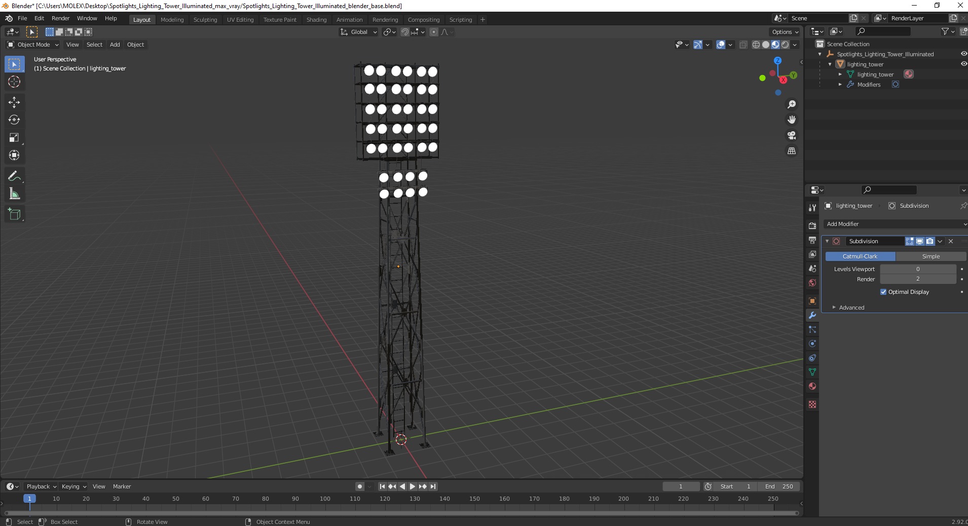 Spotlights Lighting Tower Illuminated 3D