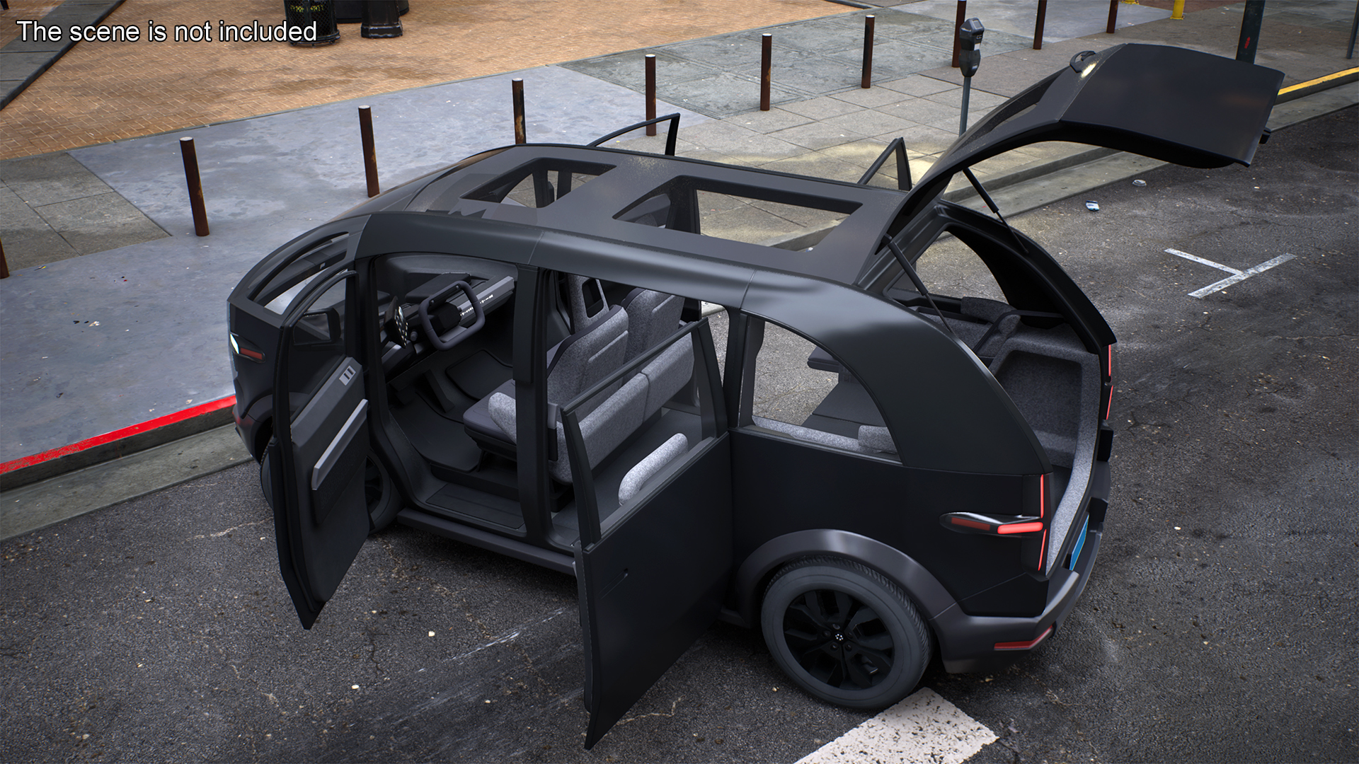 3D Electric Minibus Premium Black Rigged for Maya